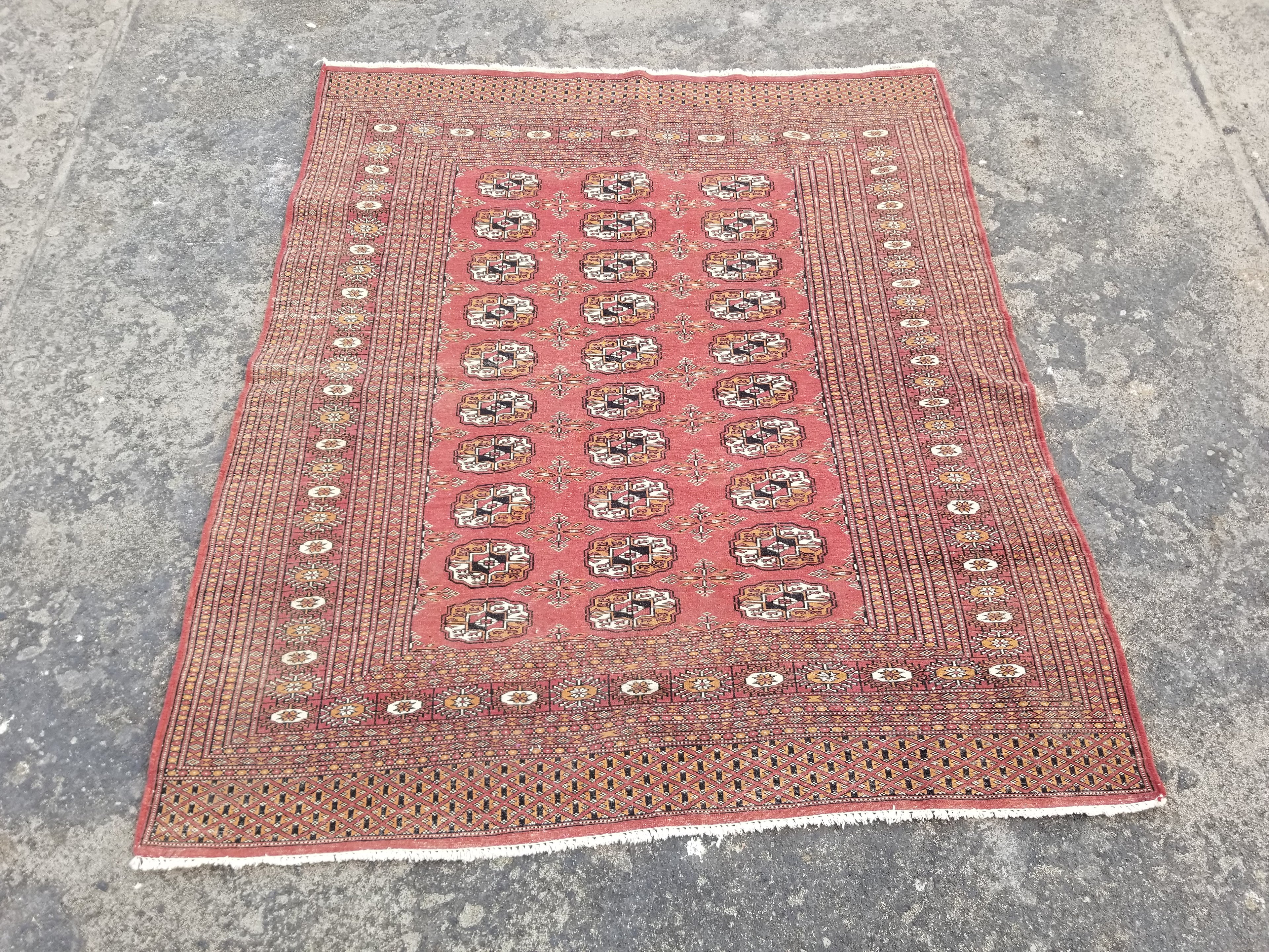 Antique Traditional Handmade Bokhara Style Wool Multicolor Rug 139x127cm