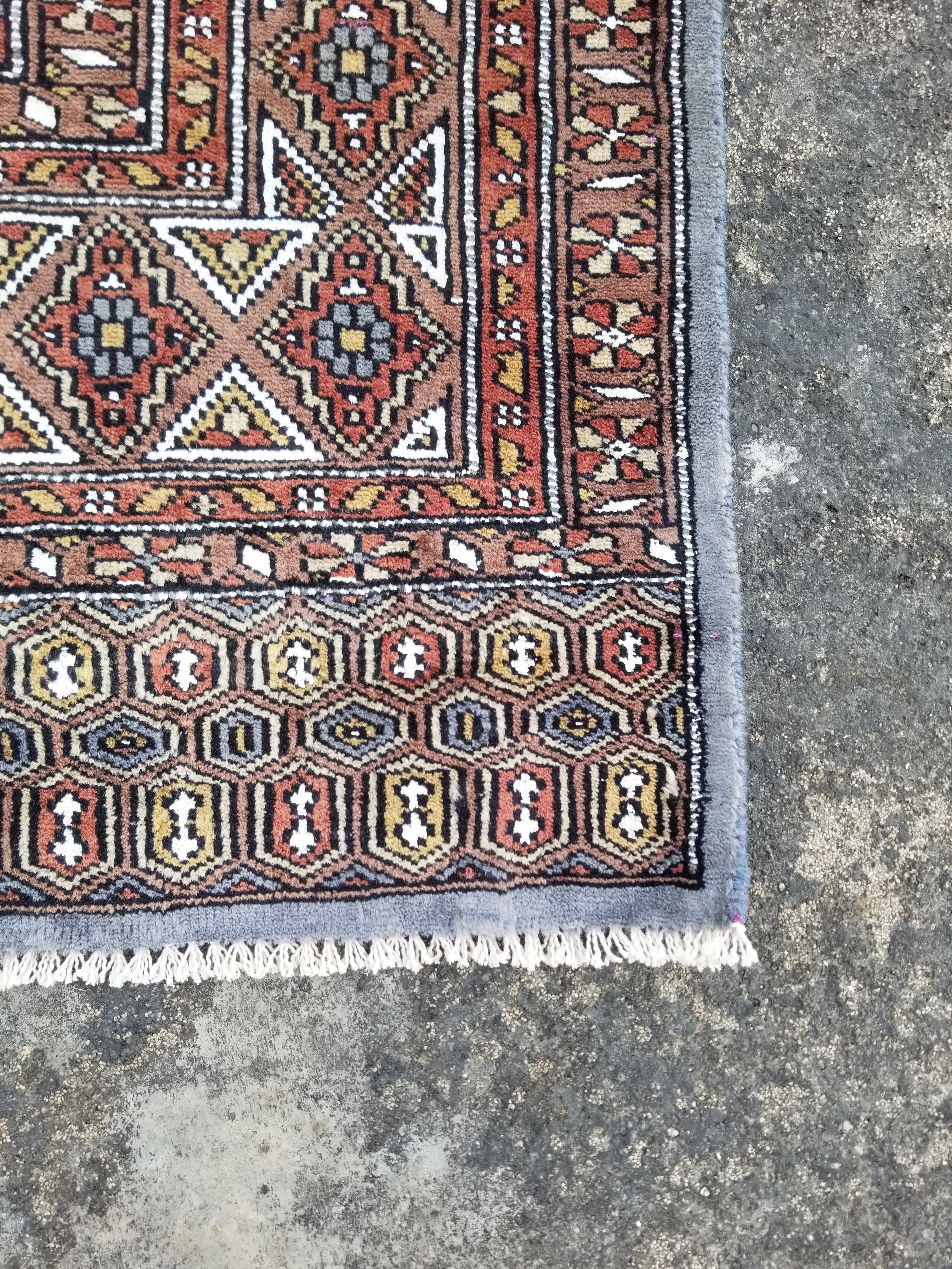 Distressed Vintage Traditional Handmade Oriental Wool Multicolor Rug 183x124cm