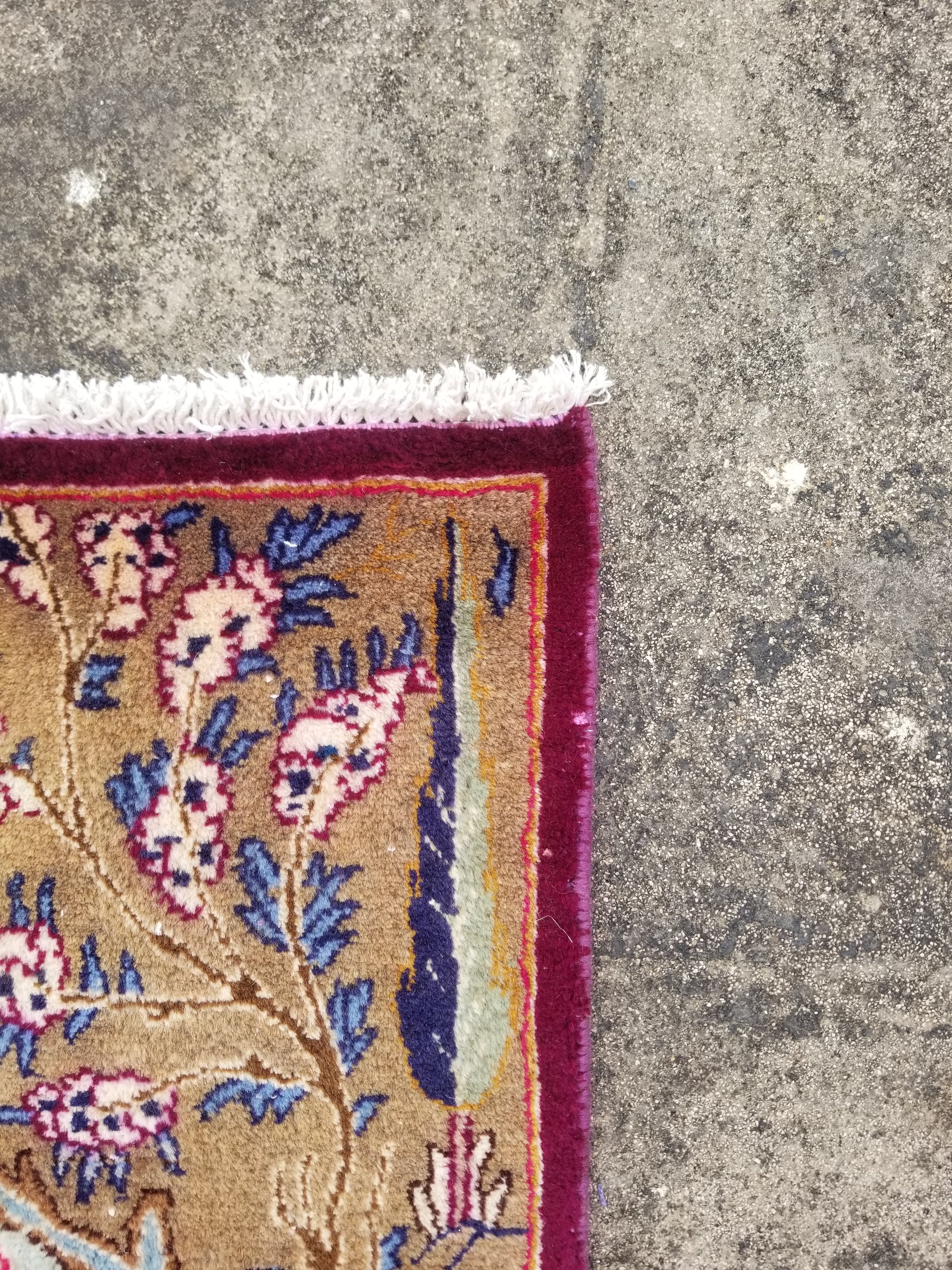 Vintage Traditional Handmade Figural Kashmar Wool Multicolor Carpet 383x302cm
