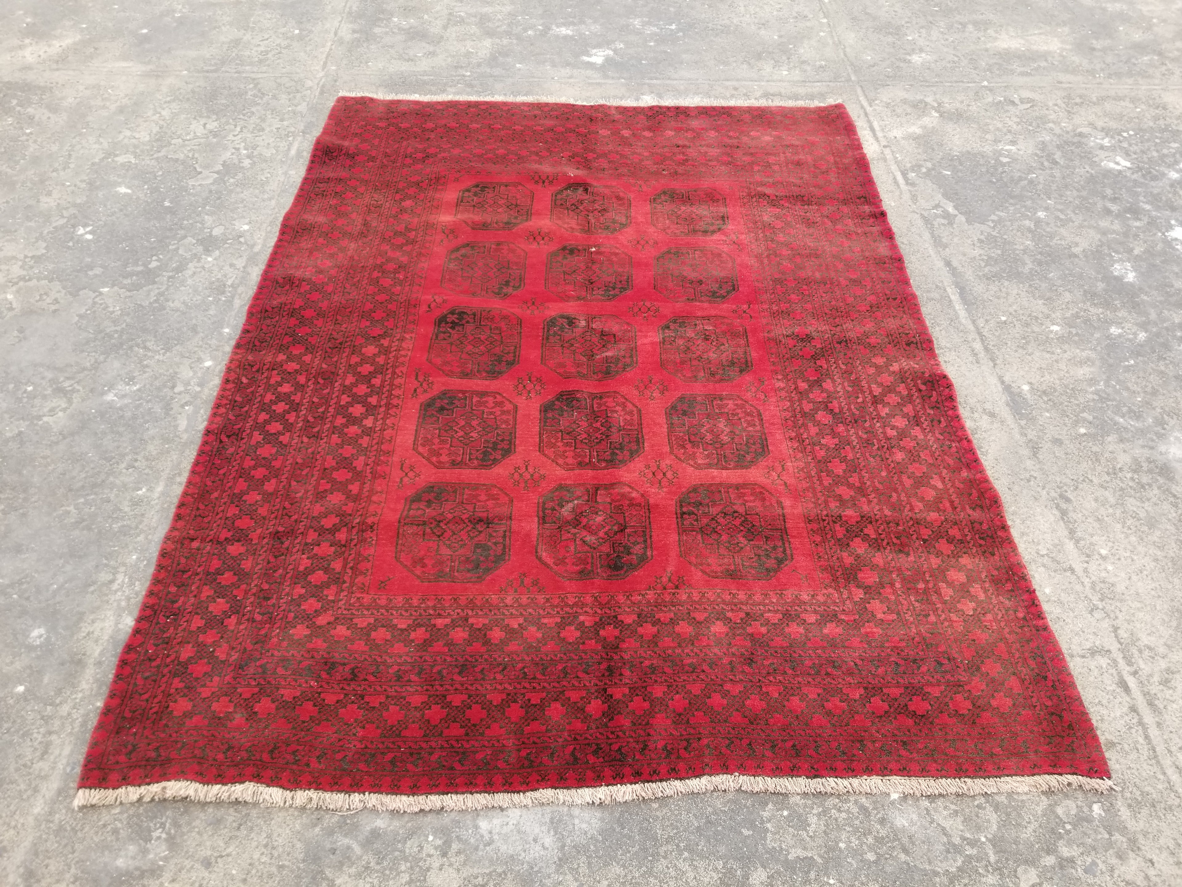 Vintage Traditional Handmade Afghan Wool Multicolor Rug 266x198cm