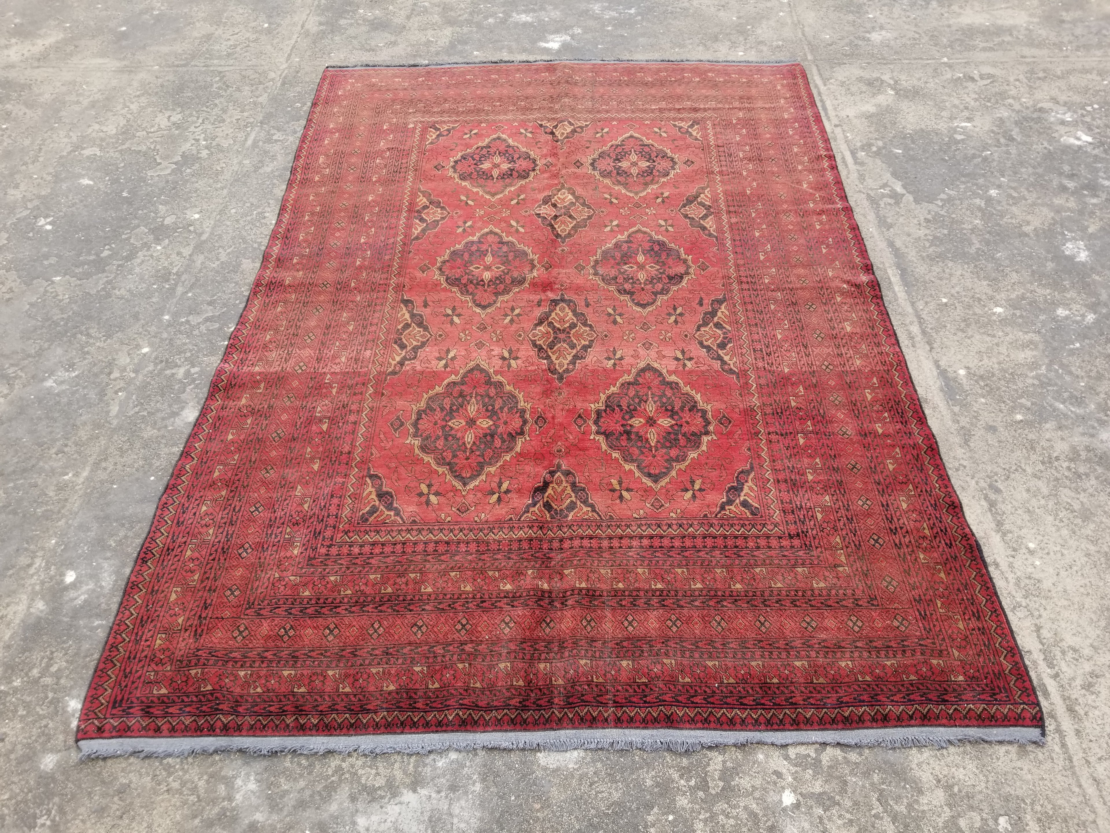 Distressed Vintage Traditional Handmade Oriental Wool Multicolor Rug 277x190cm