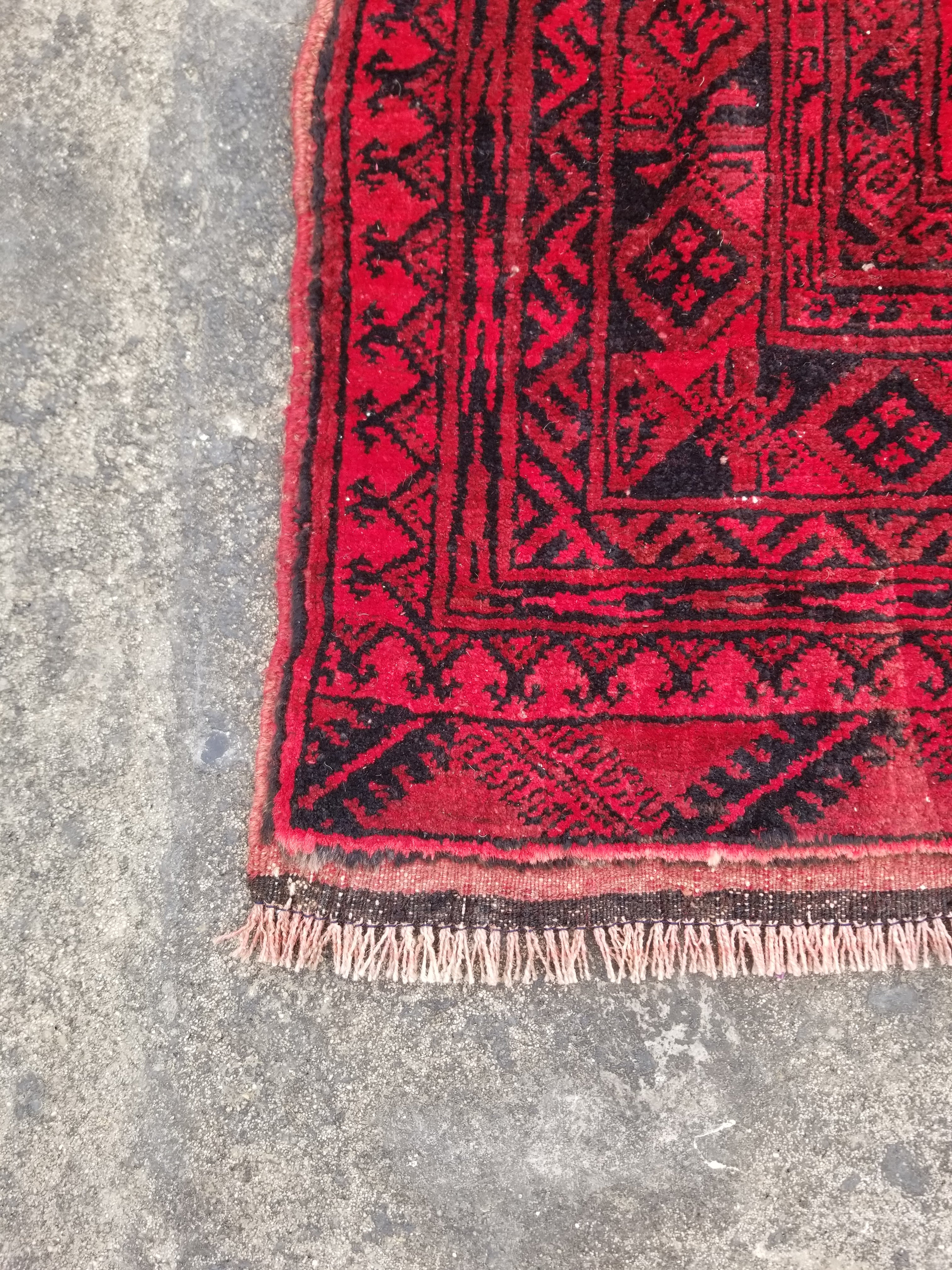 Vintage Traditional Handmade Afghan Turkoman Wool Multicolor Rug 284x203cm