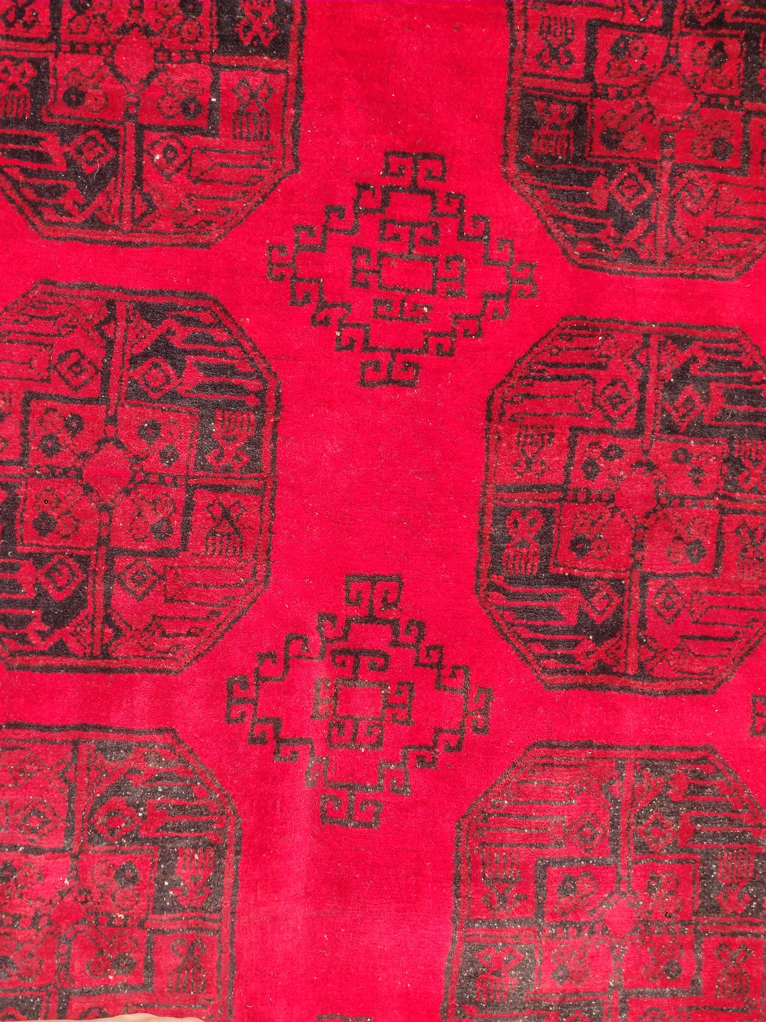 Vintage Traditional Handmade Afghan Turkoman Wool Multicolor Rug 284x203cm
