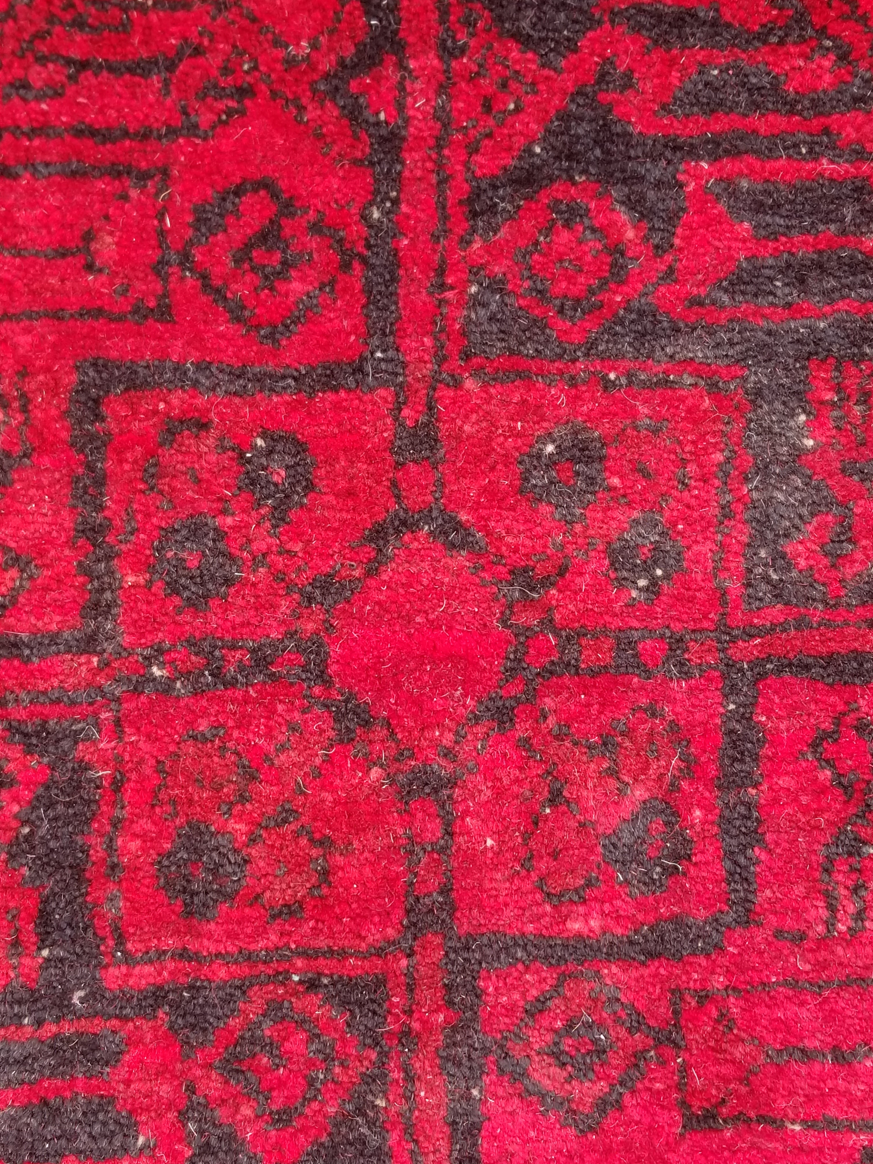 Vintage Traditional Handmade Afghan Turkoman Wool Multicolor Rug 284x203cm