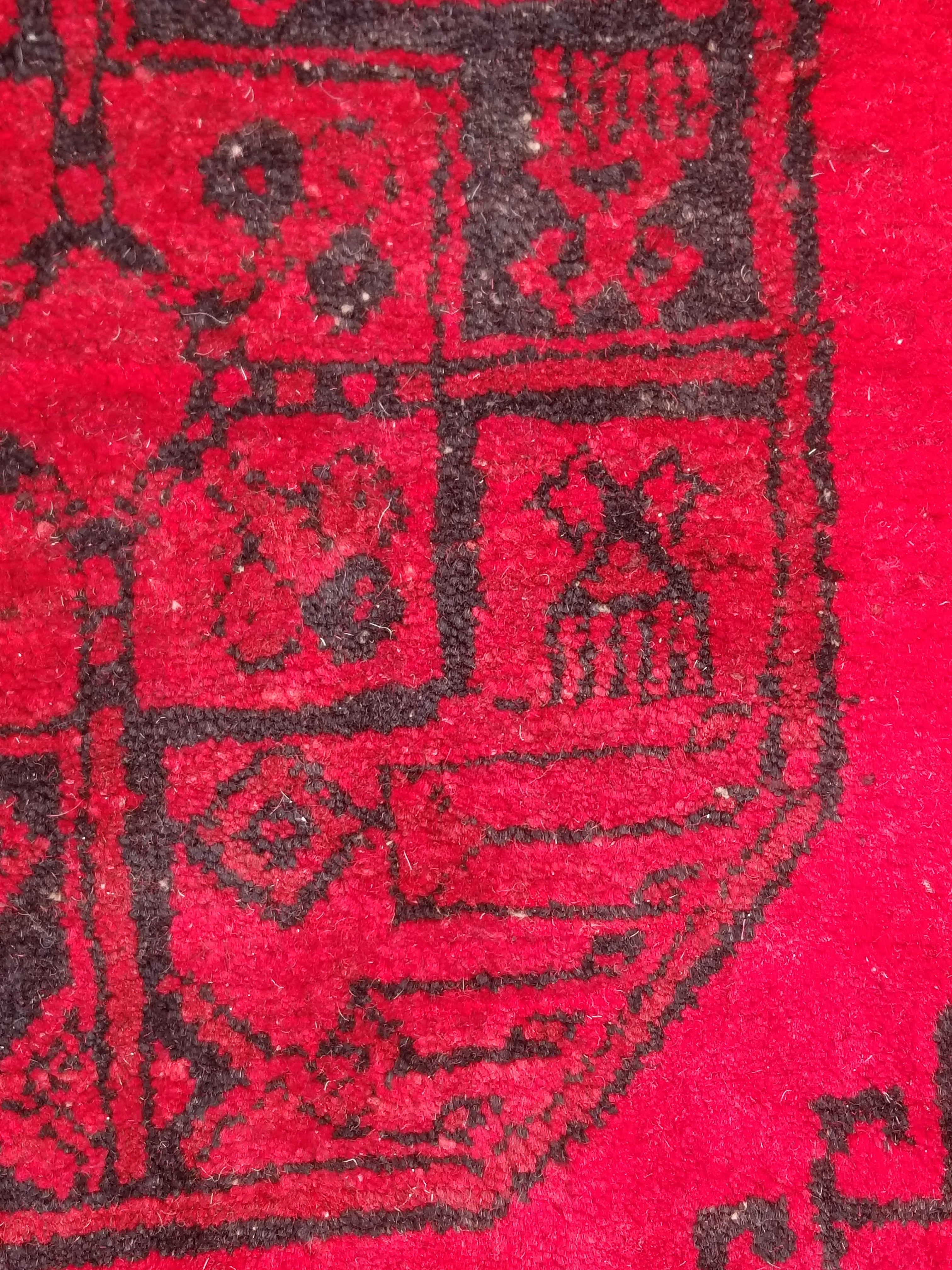 Vintage Traditional Handmade Afghan Turkoman Wool Multicolor Rug 284x203cm
