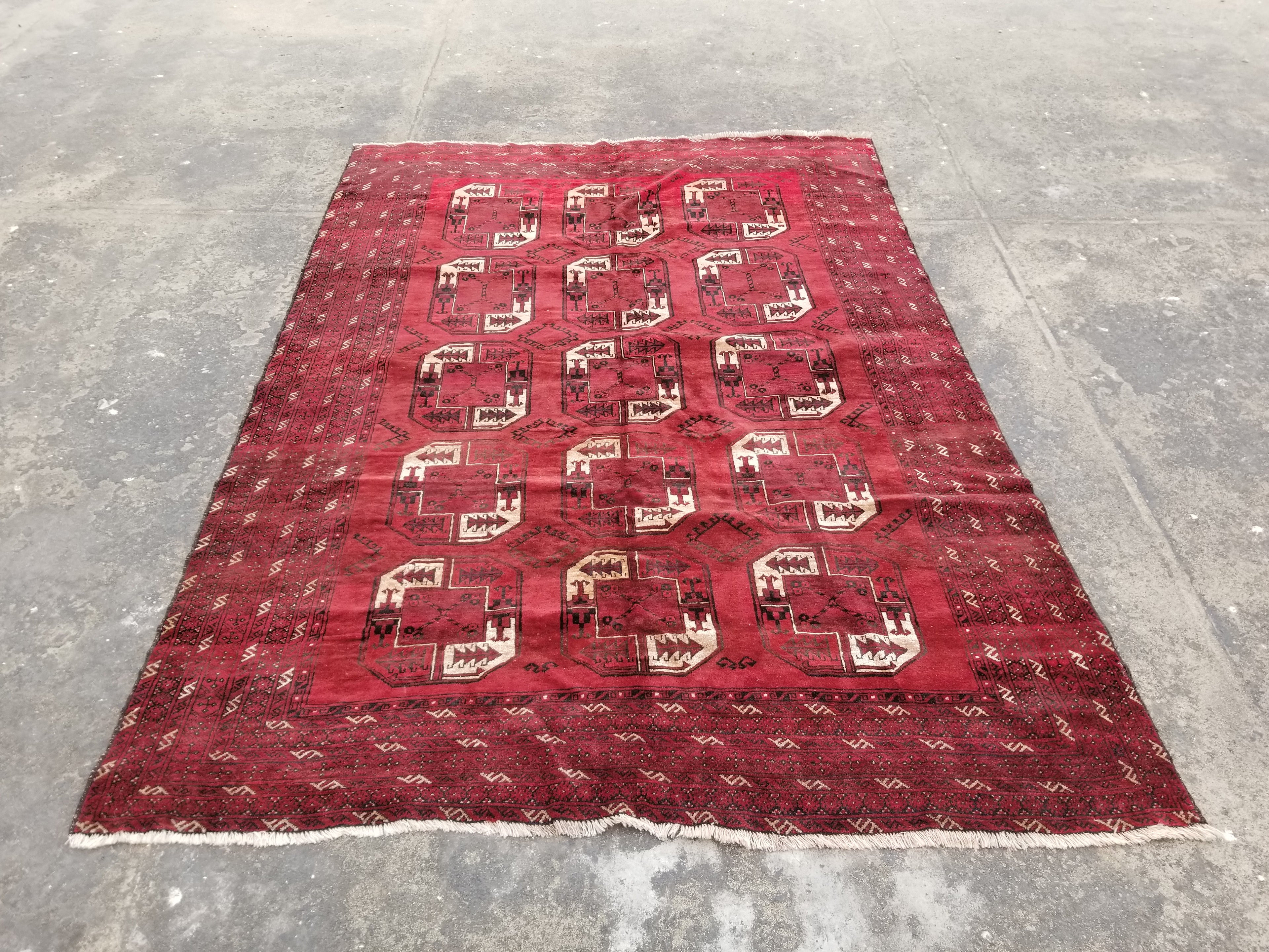 Vintage Traditional Handmade Afghan Wool Multicolor Rug 287x206cm
