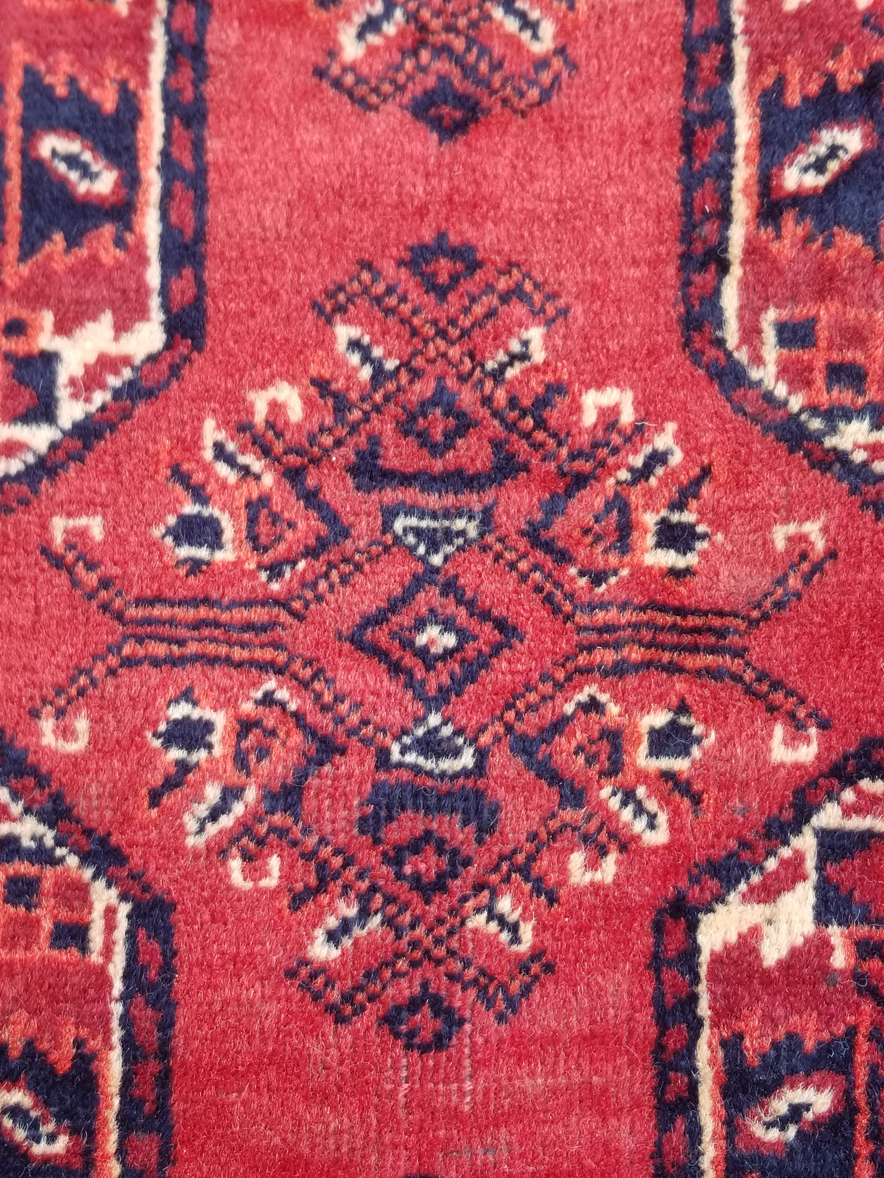 Vintage Traditional Handmade Afghan Bokhara Wool Multicolor Rug 223x173cm