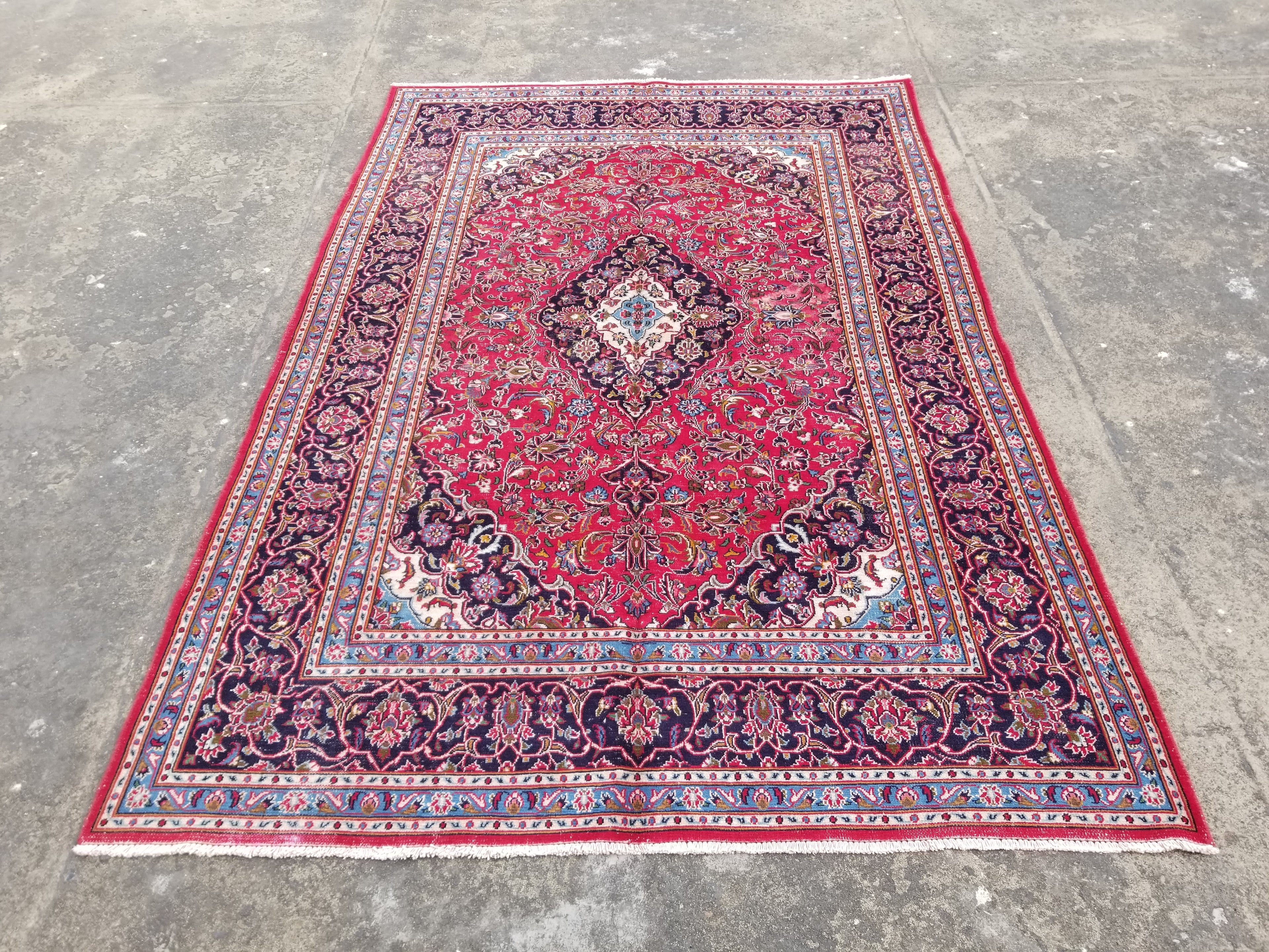 Vintage Traditional Handmade Oriental Wool Multicolor Rug 284x190cm