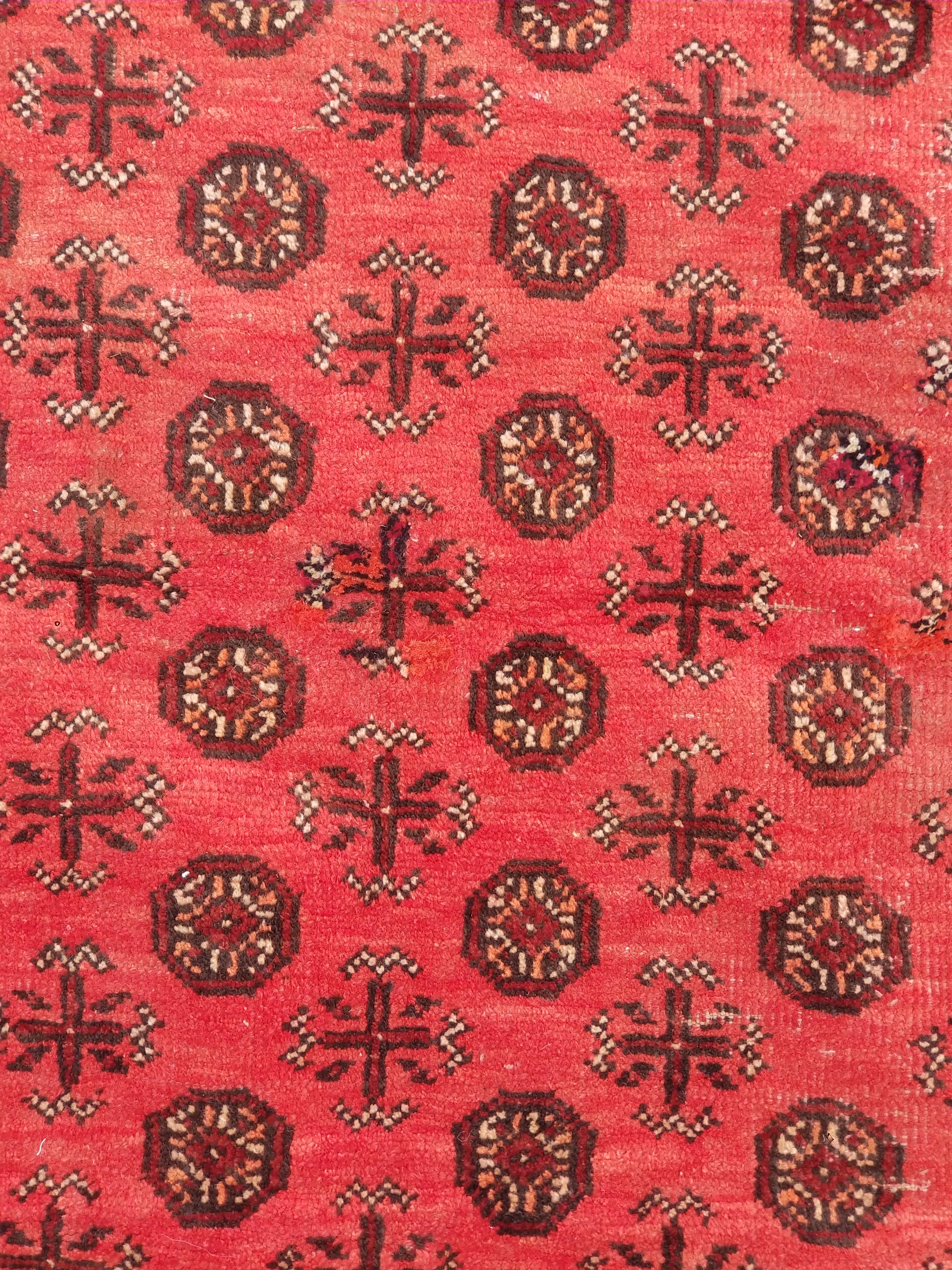Vintage Traditional Handmade Turkoman Bokhara Wool Multicolor Rug 264x193cm