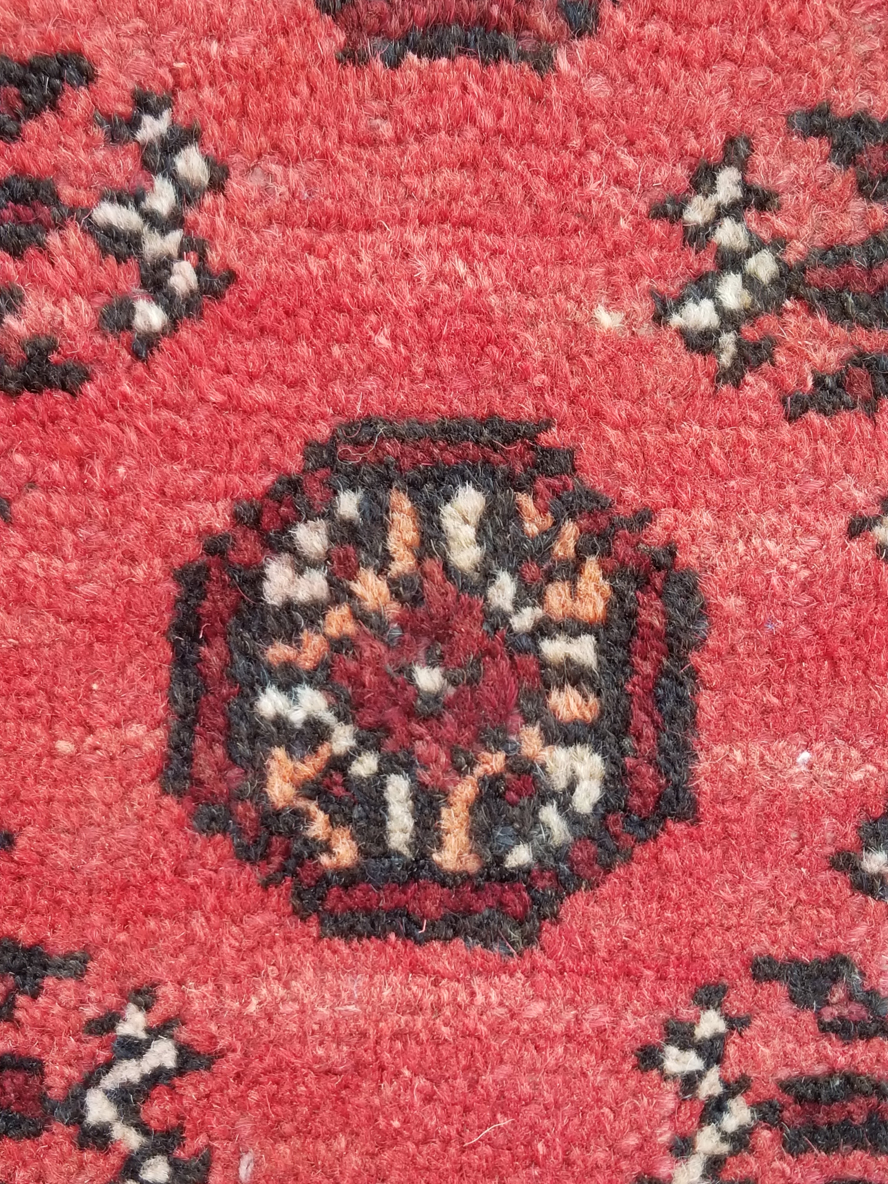 Vintage Traditional Handmade Turkoman Bokhara Wool Multicolor Rug 264x193cm