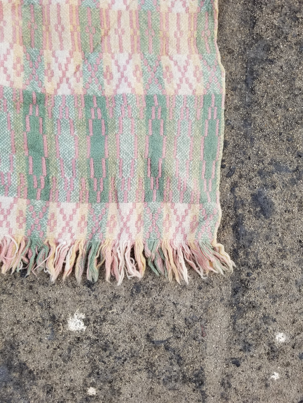 Vintage Welsh Wool Tapestry Blanket Reversible 217x212cm
