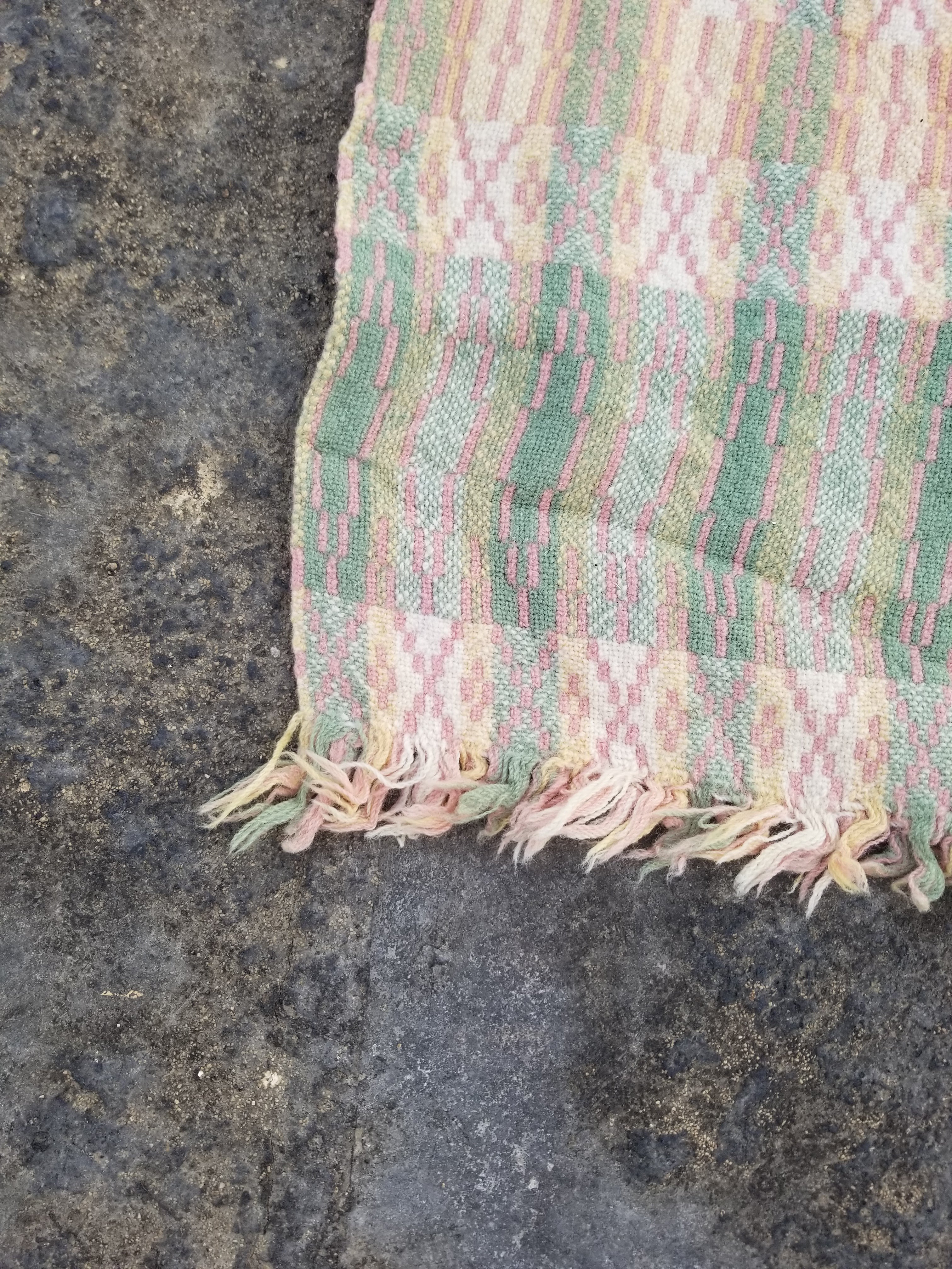 Vintage Welsh Wool Tapestry Blanket Reversible 217x212cm