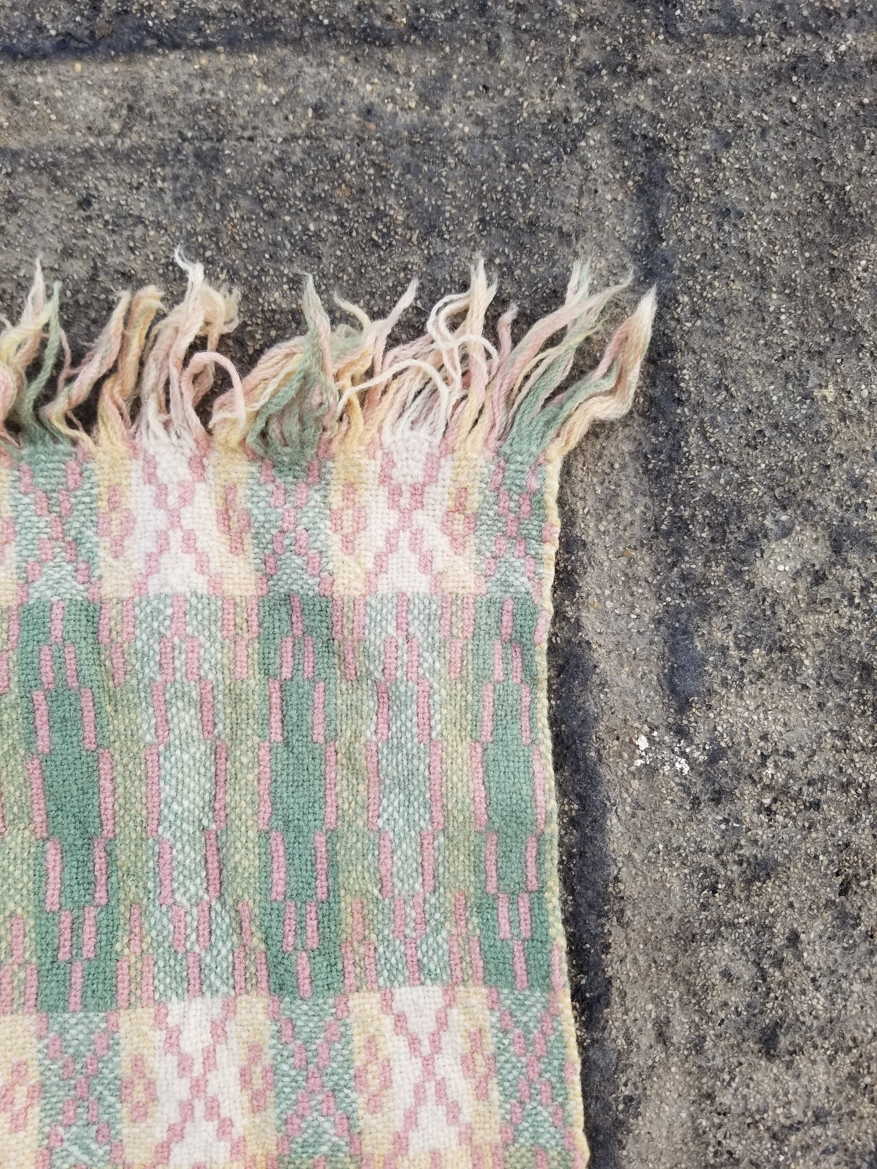 Vintage Welsh Wool Tapestry Blanket Reversible 217x212cm