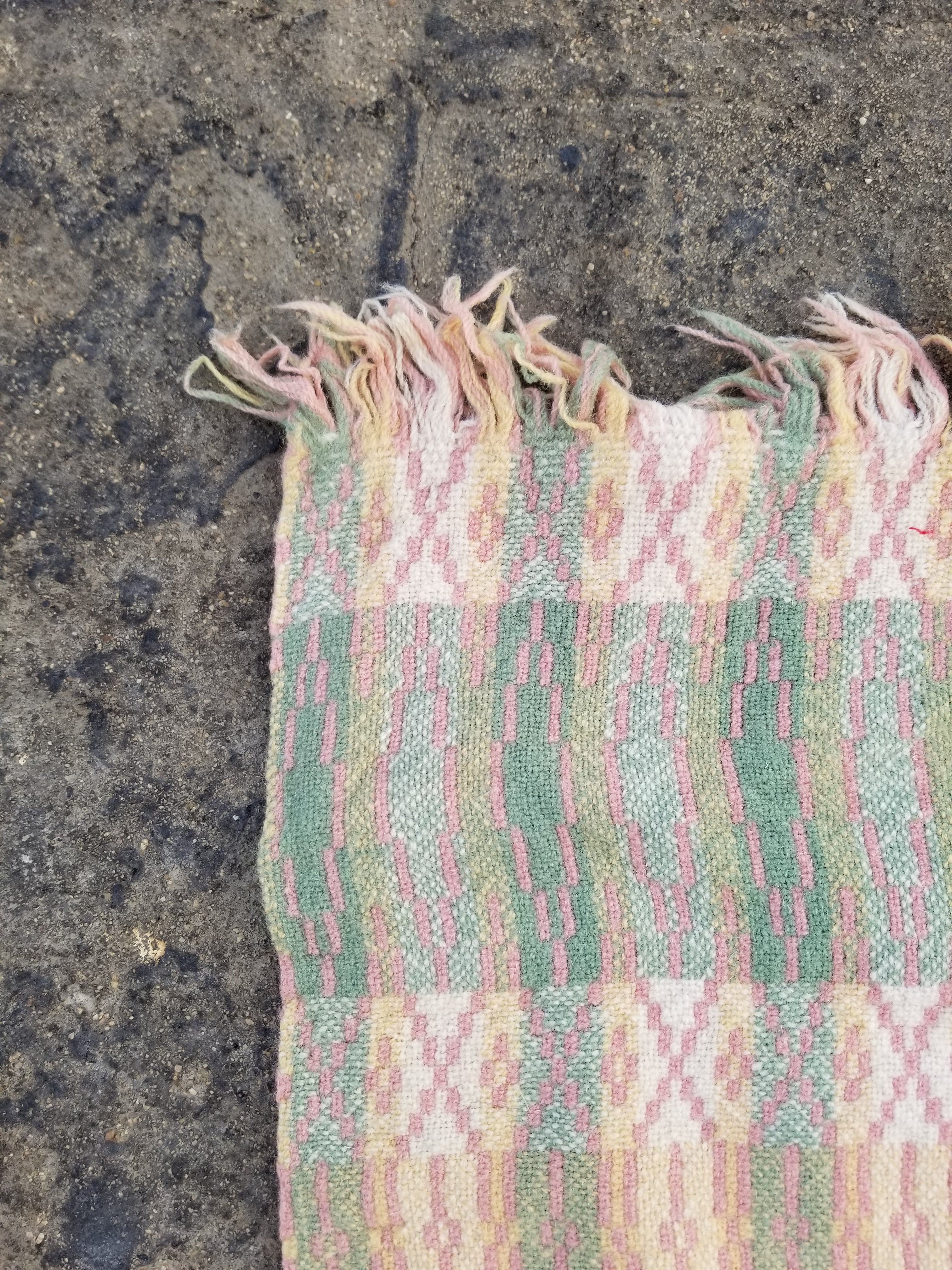 Vintage Welsh Wool Tapestry Blanket Reversible 217x212cm