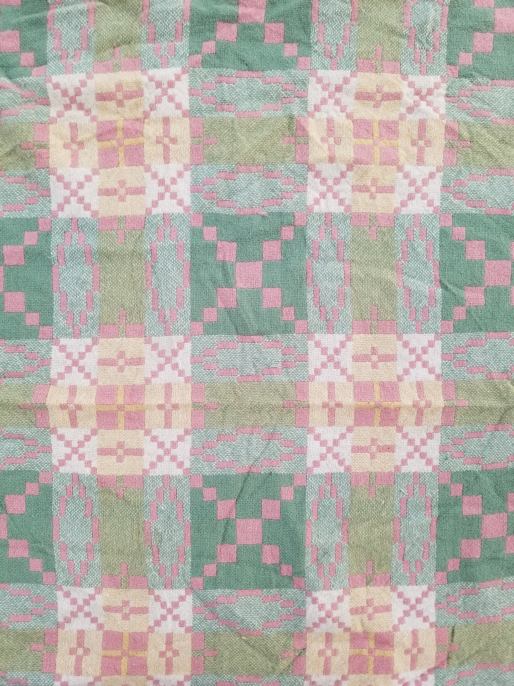 Vintage Welsh Wool Tapestry Blanket Reversible 217x212cm