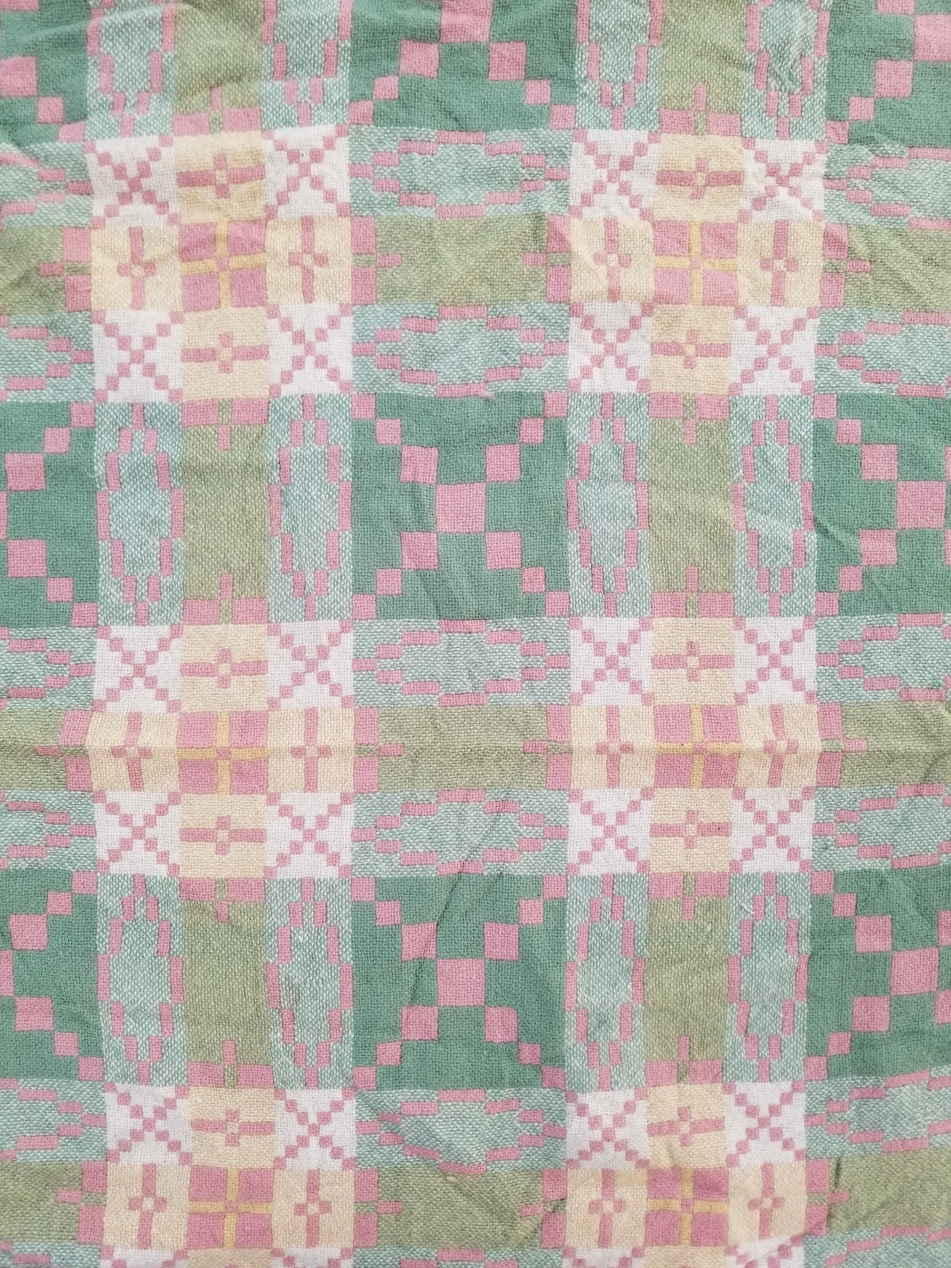 Vintage Welsh Wool Tapestry Blanket Reversible 217x212cm