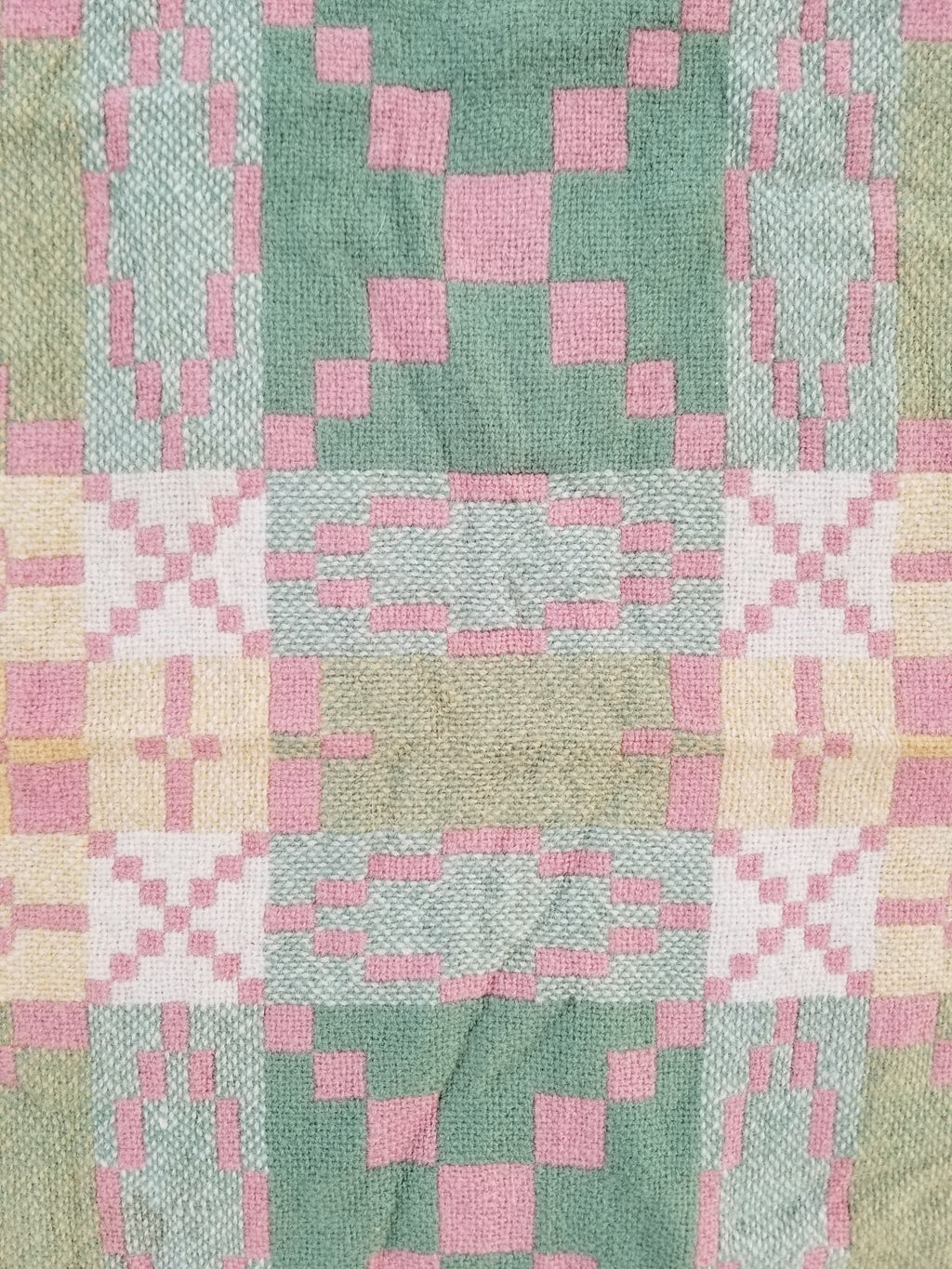 Vintage Welsh Wool Tapestry Blanket Reversible 217x212cm