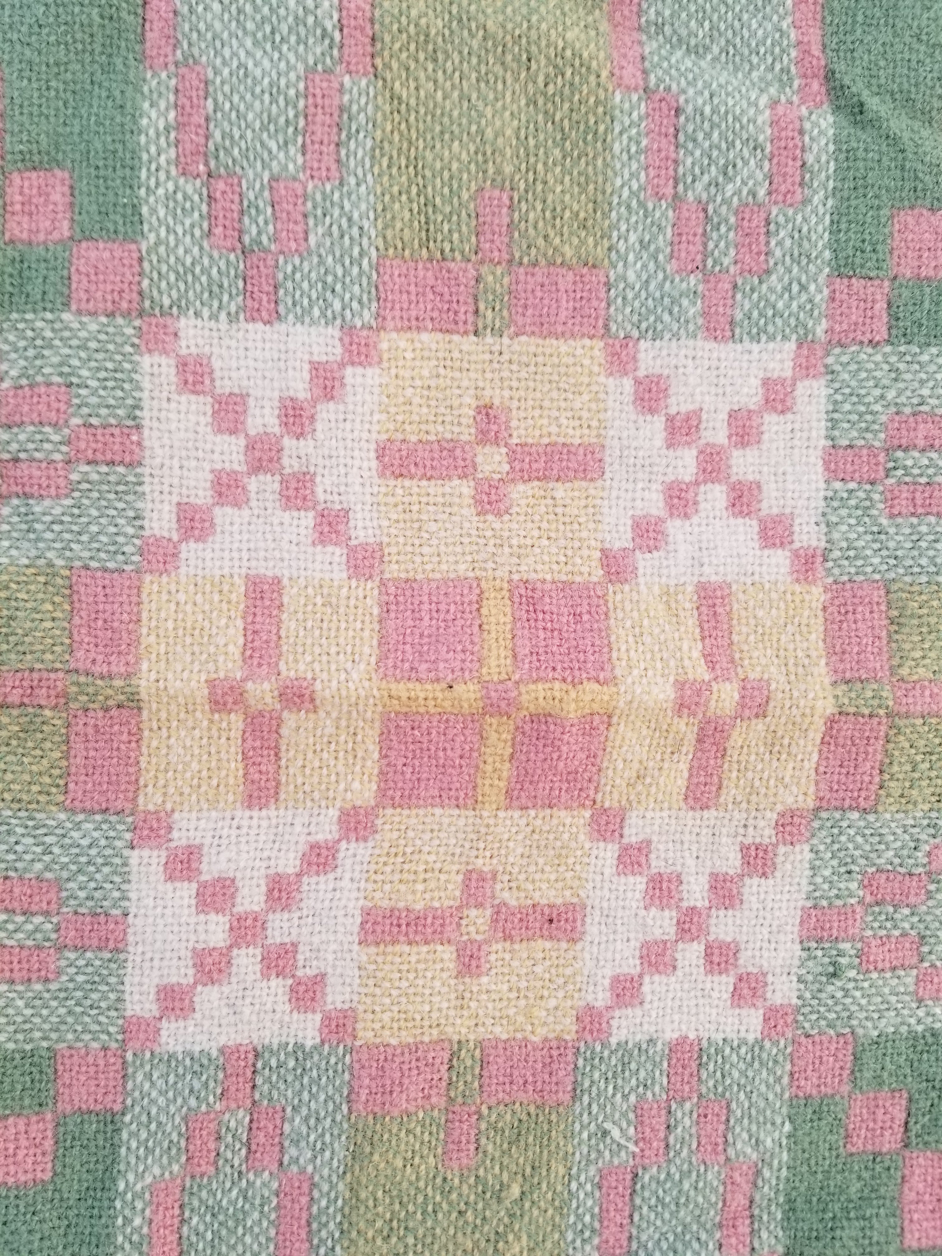Vintage Welsh Wool Tapestry Blanket Reversible 217x212cm