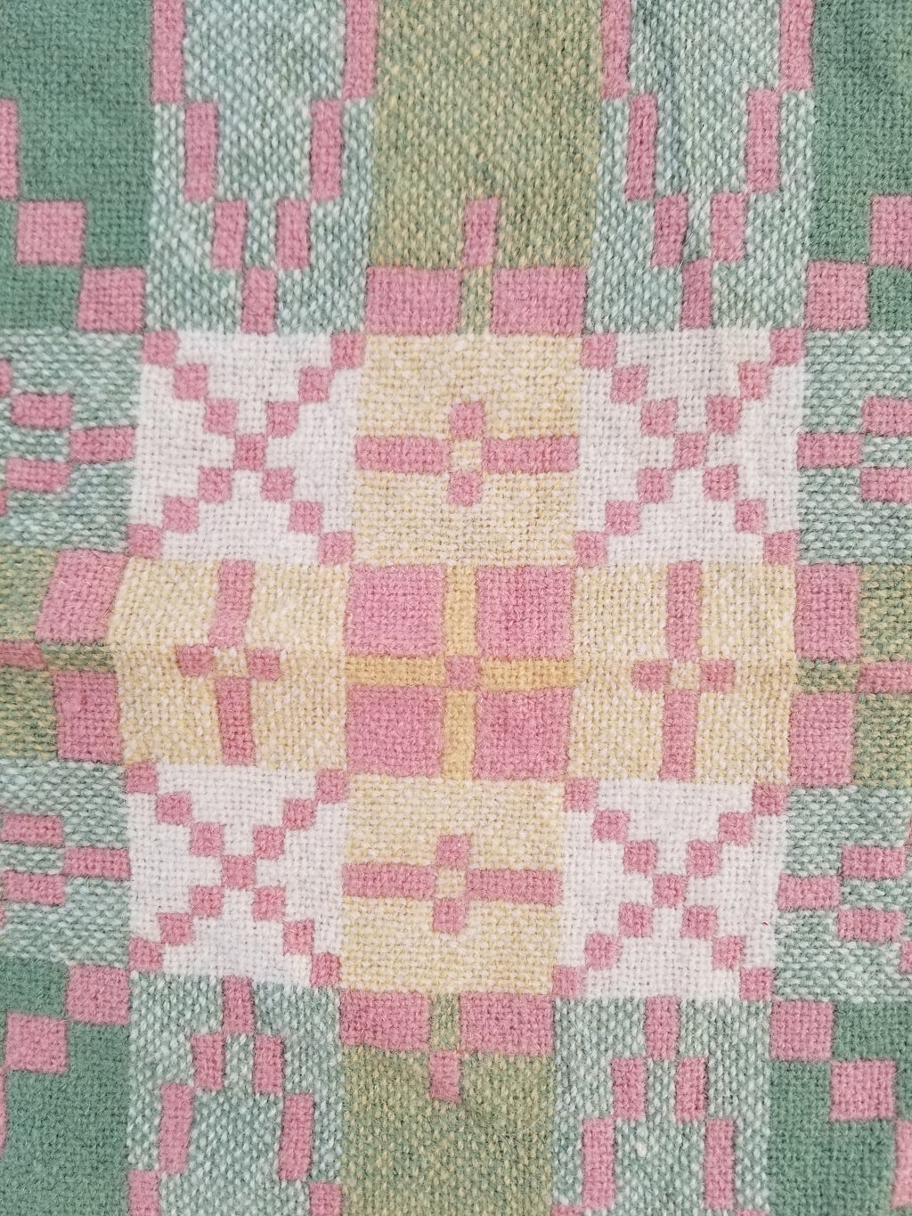 Vintage Welsh Wool Tapestry Blanket Reversible 217x212cm