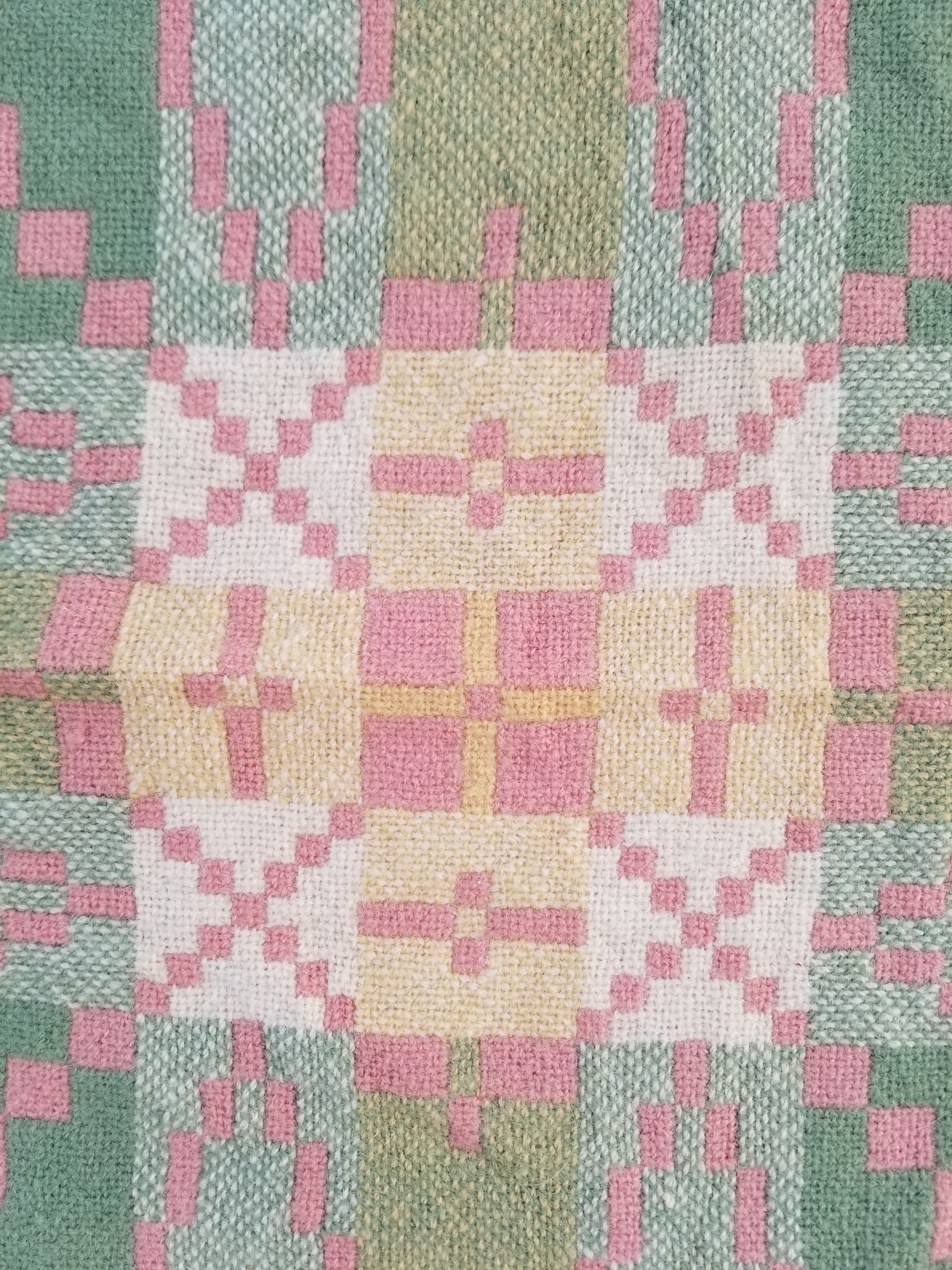 Vintage Welsh Wool Tapestry Blanket Reversible 217x212cm