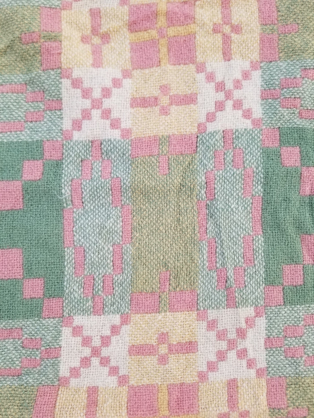 Vintage Welsh Wool Tapestry Blanket Reversible 217x212cm
