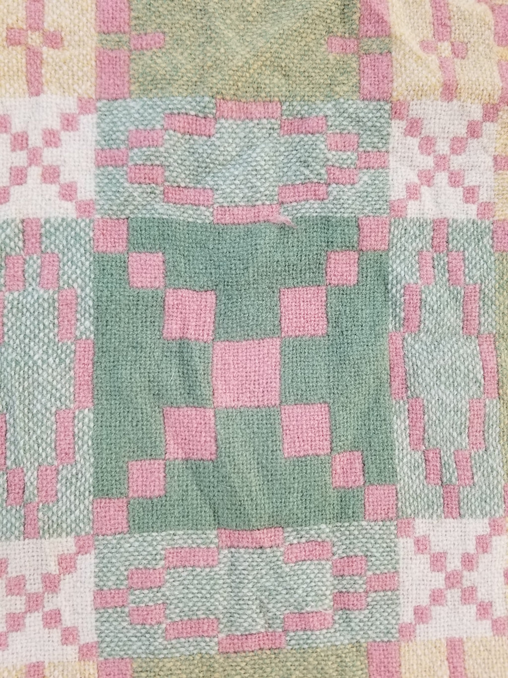 Vintage Welsh Wool Tapestry Blanket Reversible 217x212cm