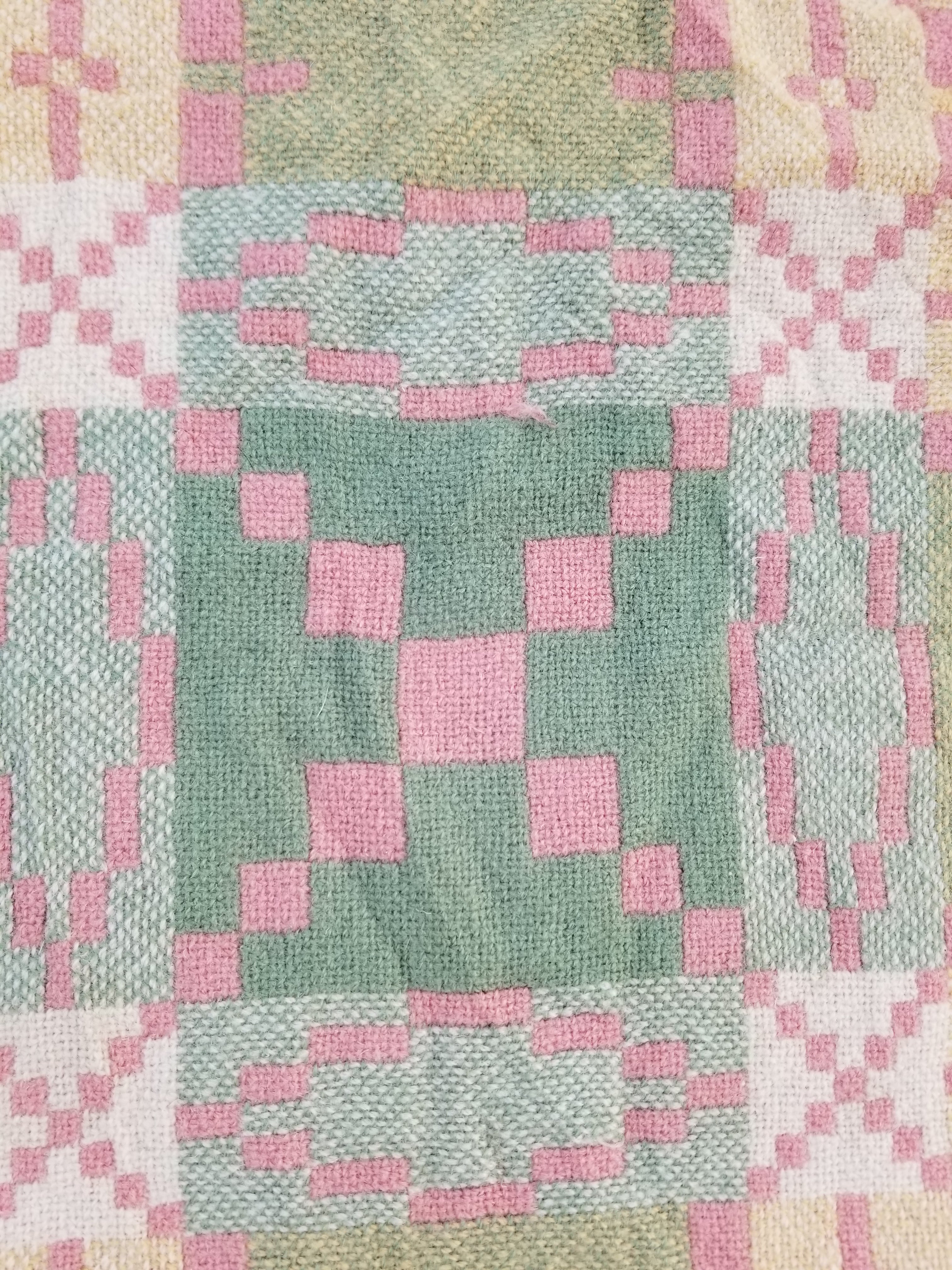 Vintage Welsh Wool Tapestry Blanket Reversible 217x212cm