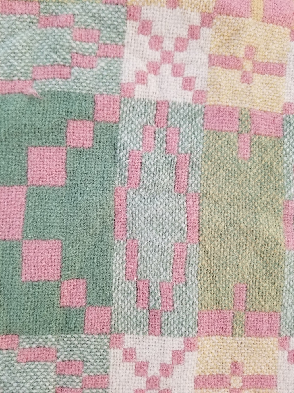 Vintage Welsh Wool Tapestry Blanket Reversible 217x212cm