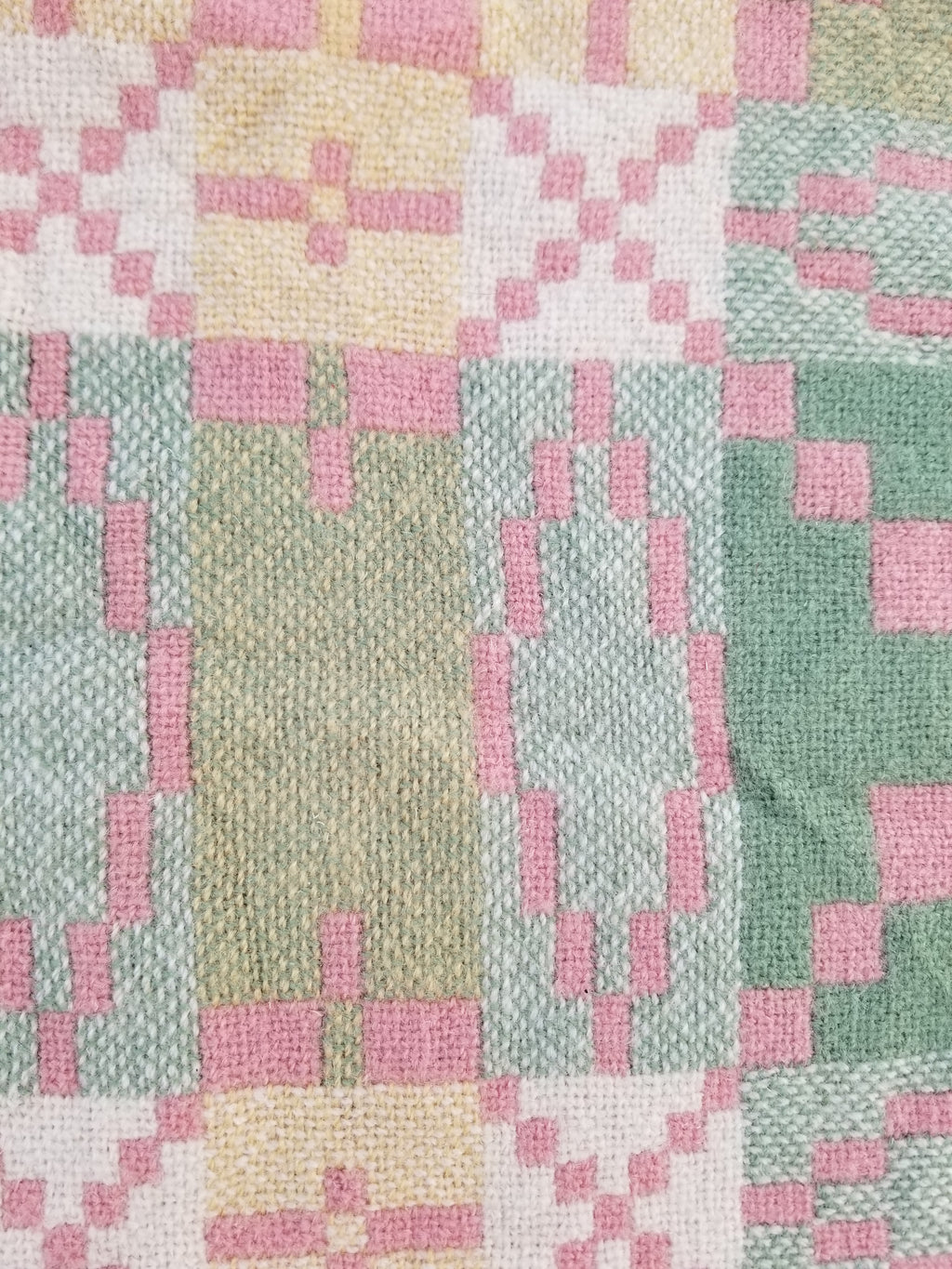 Vintage Welsh Wool Tapestry Blanket Reversible 217x212cm