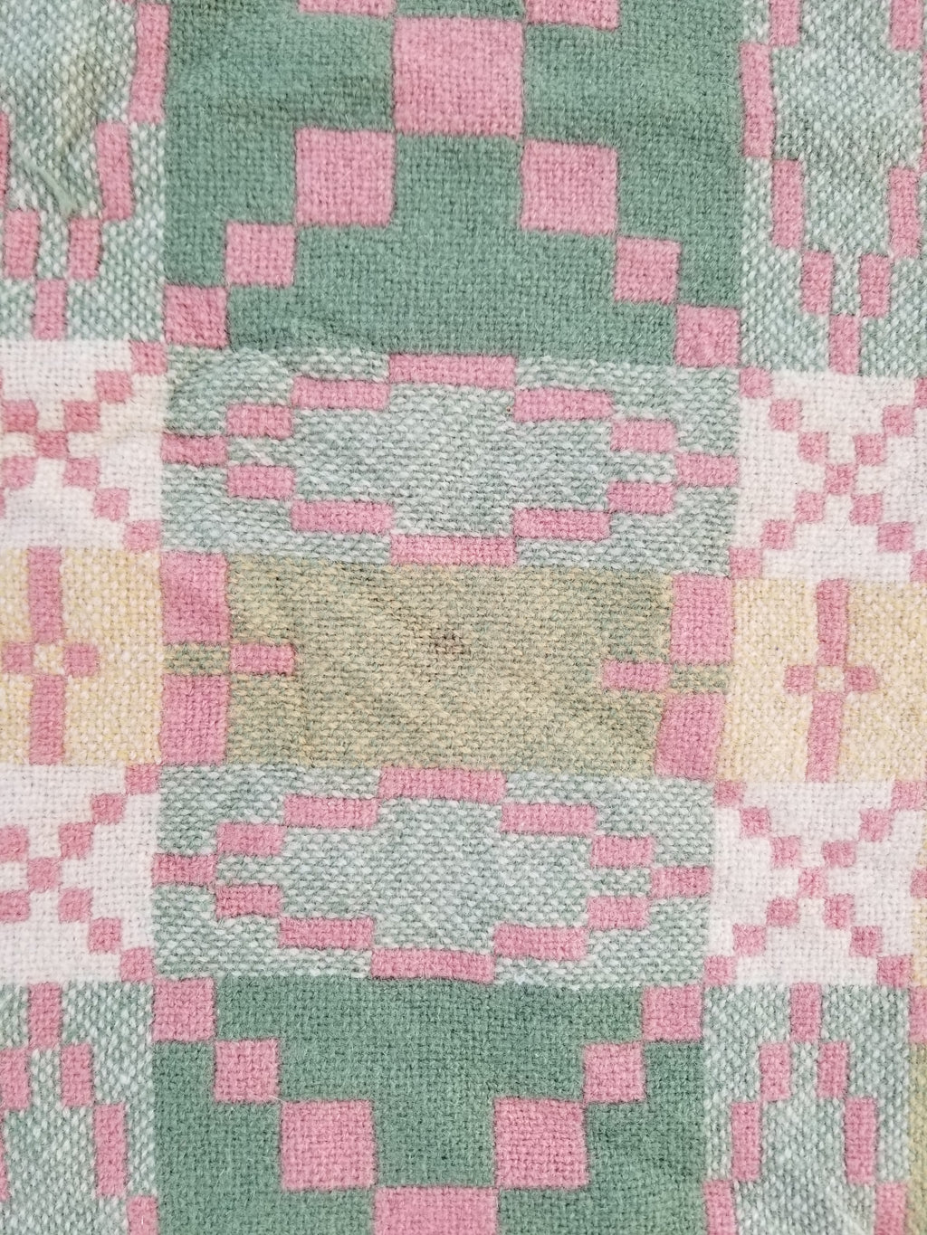 Vintage Welsh Wool Tapestry Blanket Reversible 217x212cm