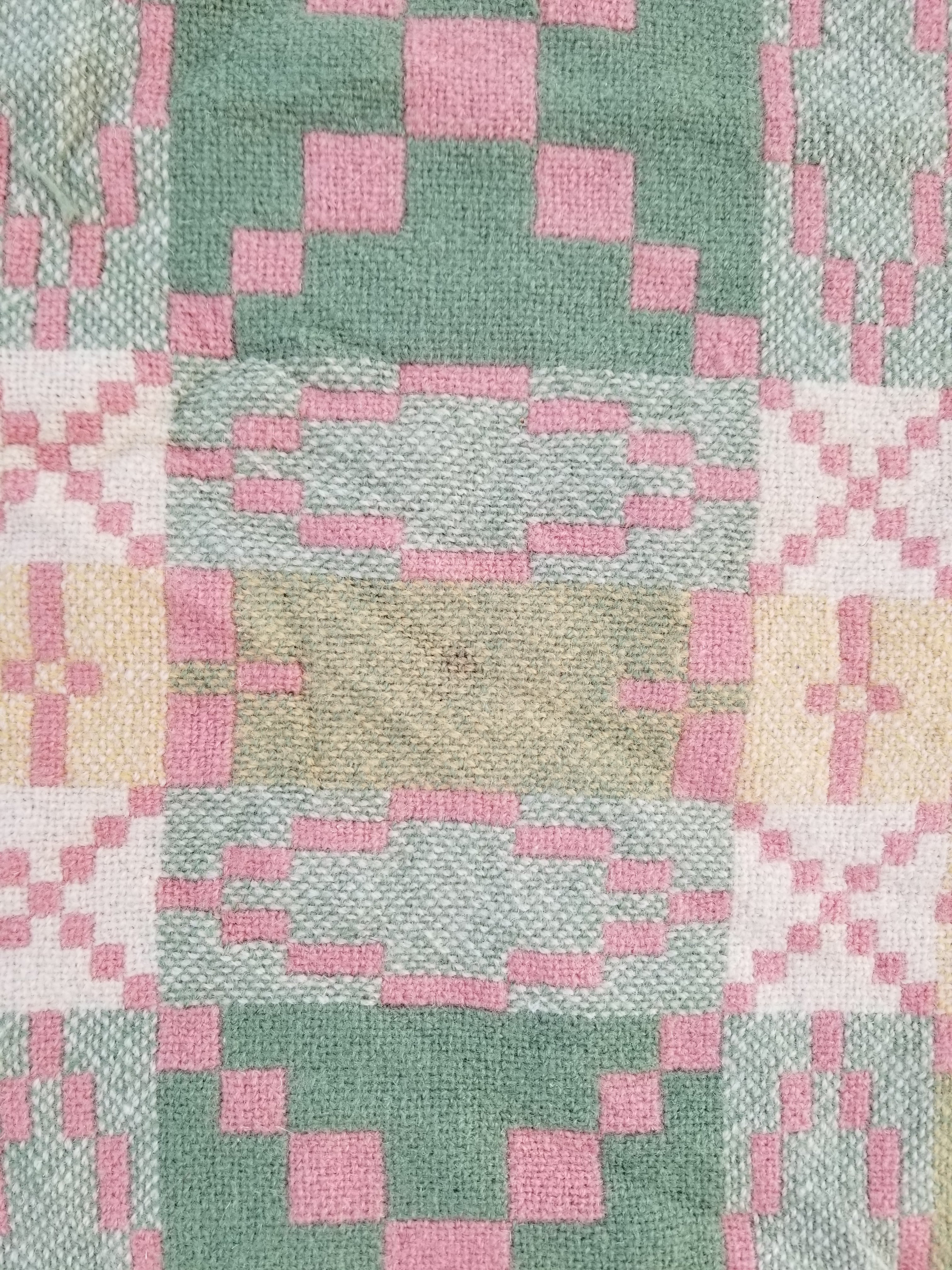 Vintage Welsh Wool Tapestry Blanket Reversible 217x212cm