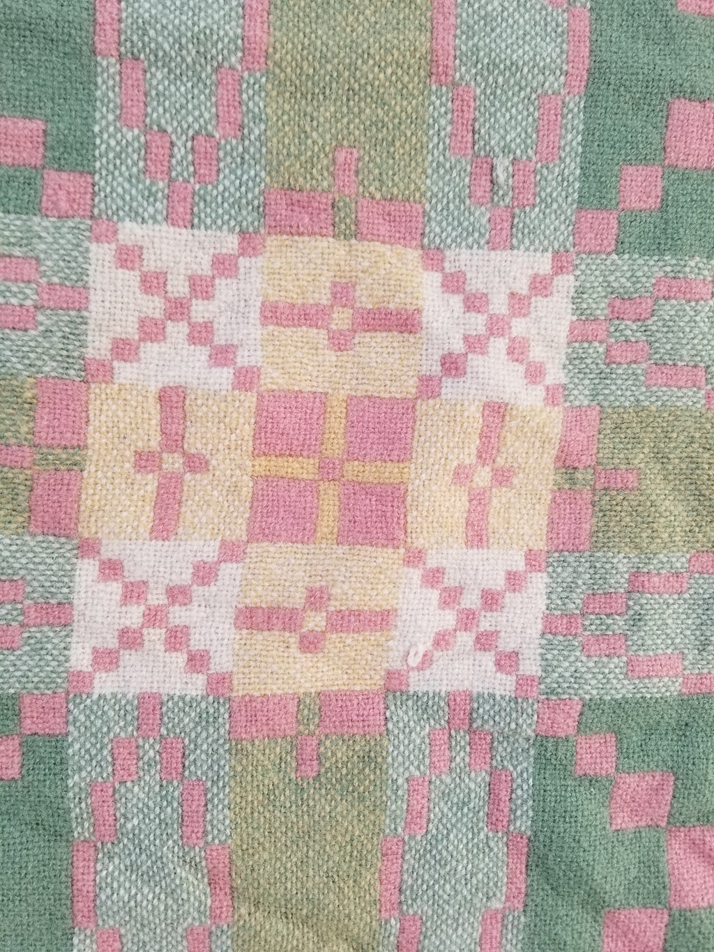 Vintage Welsh Wool Tapestry Blanket Reversible 217x212cm