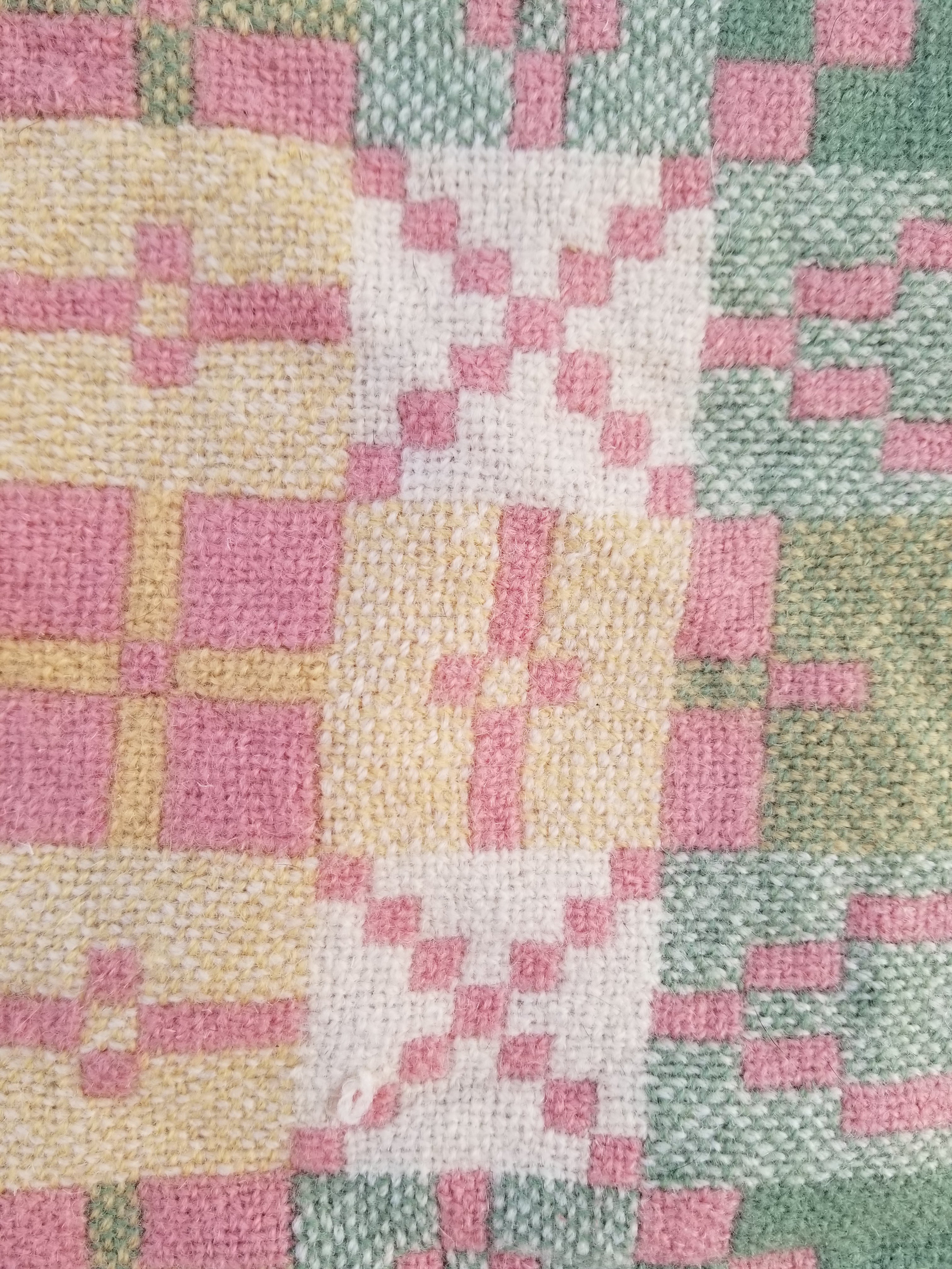 Vintage Welsh Wool Tapestry Blanket Reversible 217x212cm