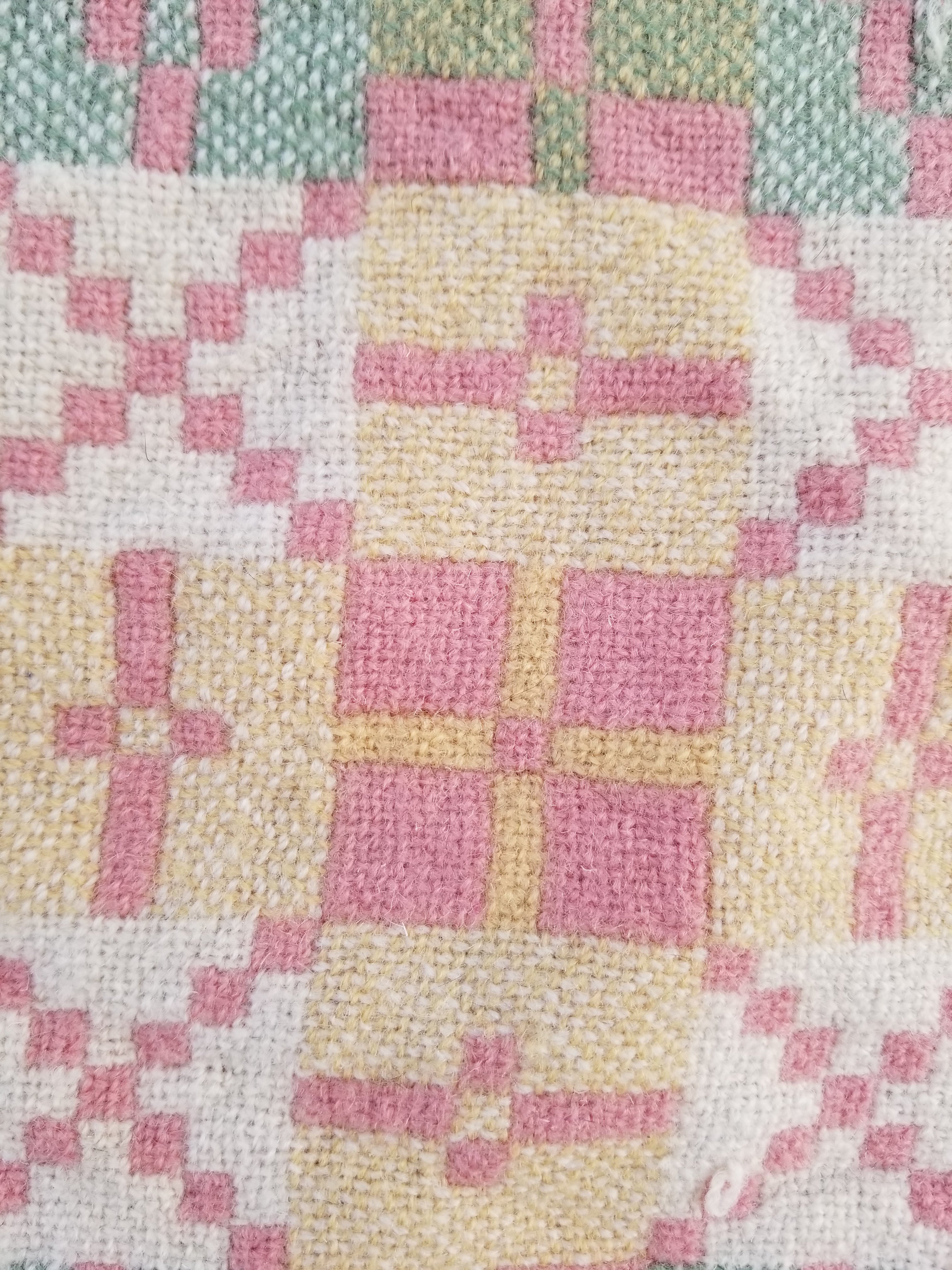 Vintage Welsh Wool Tapestry Blanket Reversible 217x212cm