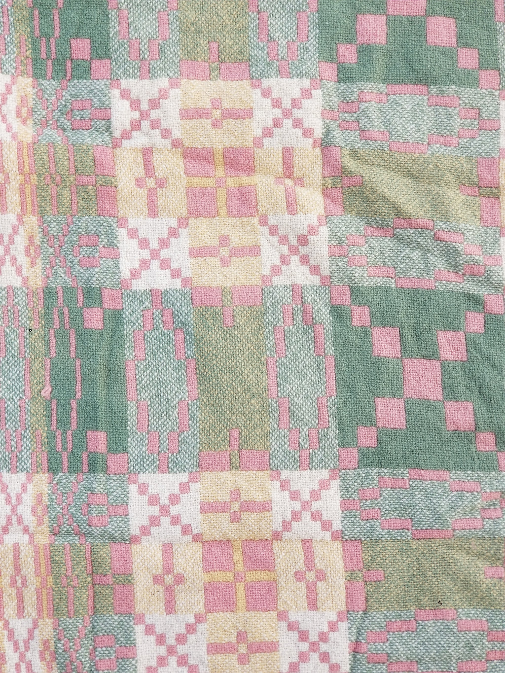 Vintage Welsh Wool Tapestry Blanket Reversible 217x212cm
