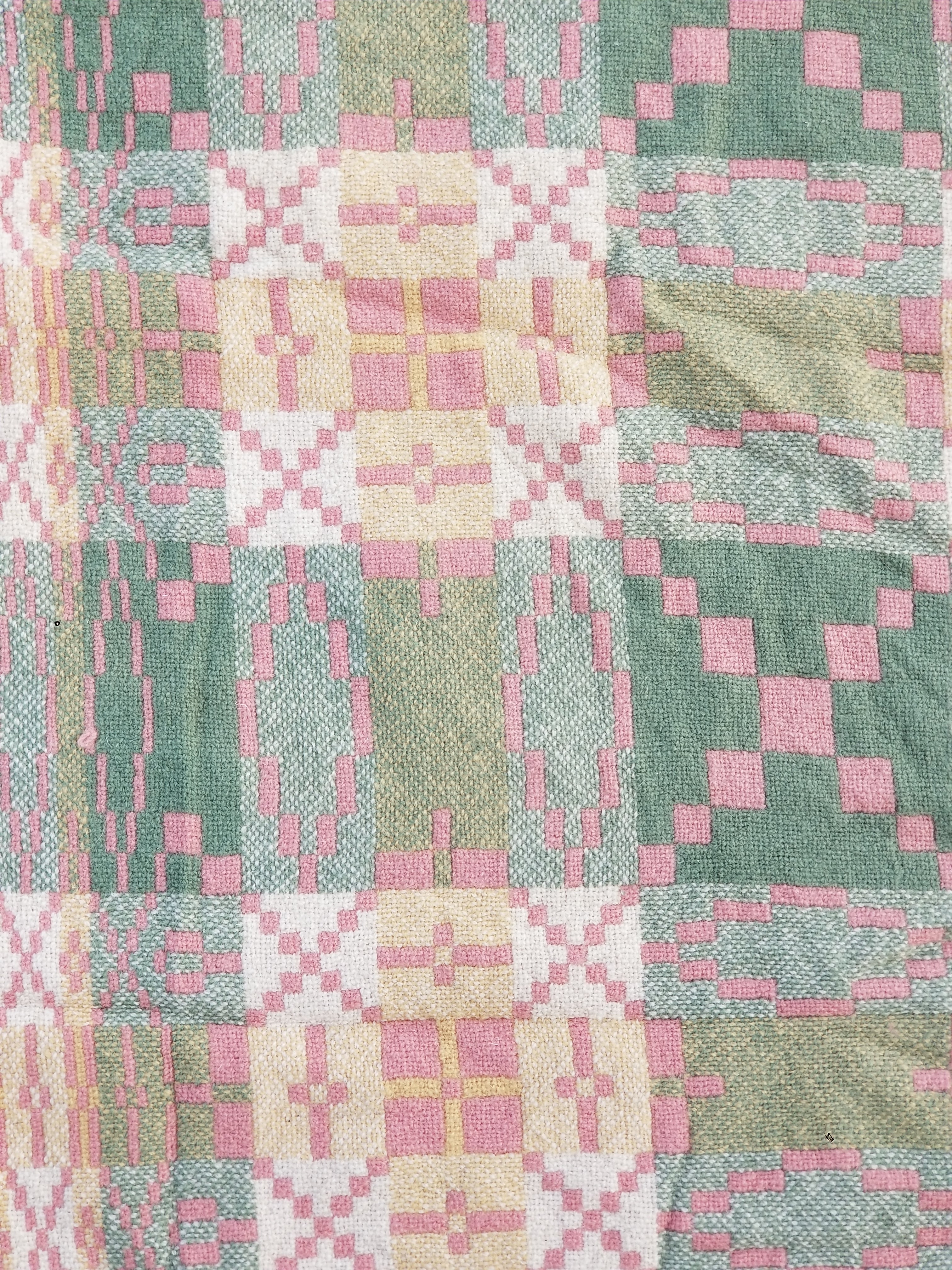 Vintage Welsh Wool Tapestry Blanket Reversible 217x212cm