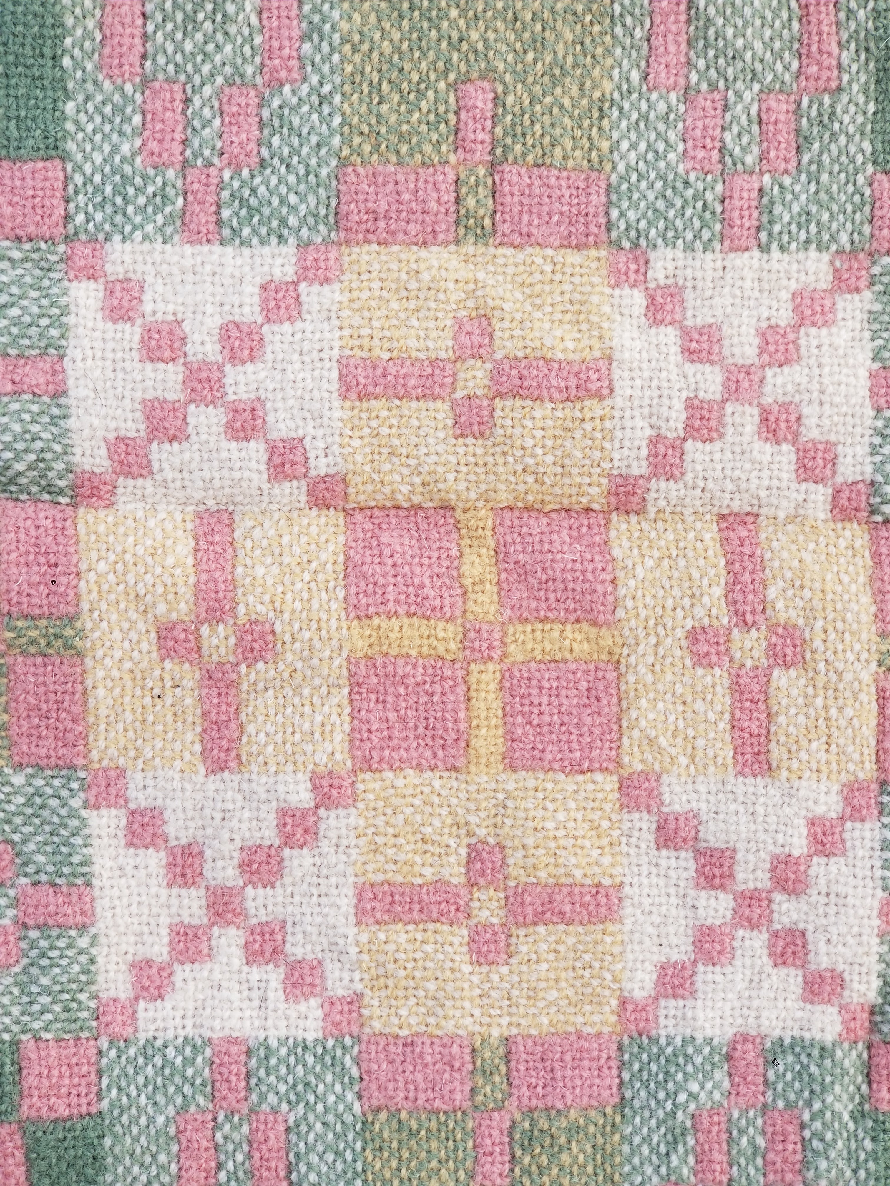 Vintage Welsh Wool Tapestry Blanket Reversible 217x212cm
