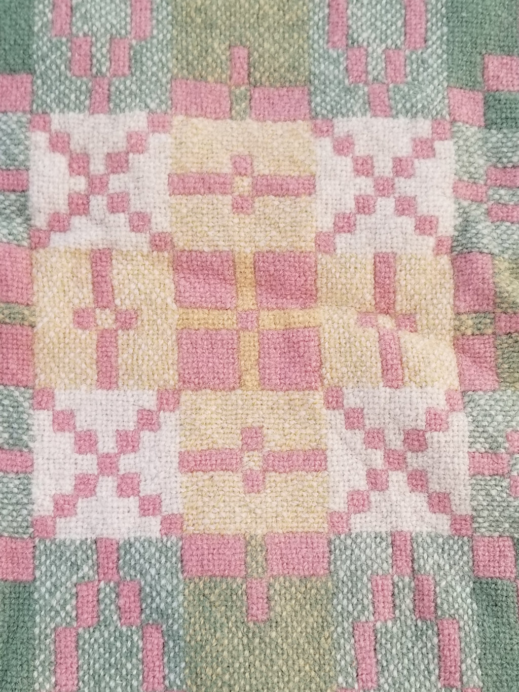 Vintage Welsh Wool Tapestry Blanket Reversible 217x212cm