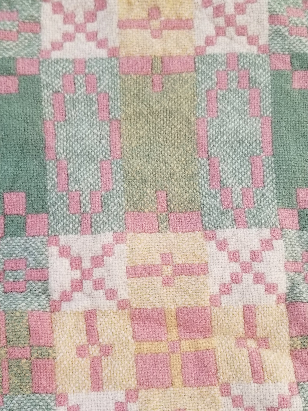 Vintage Welsh Wool Tapestry Blanket Reversible 217x212cm