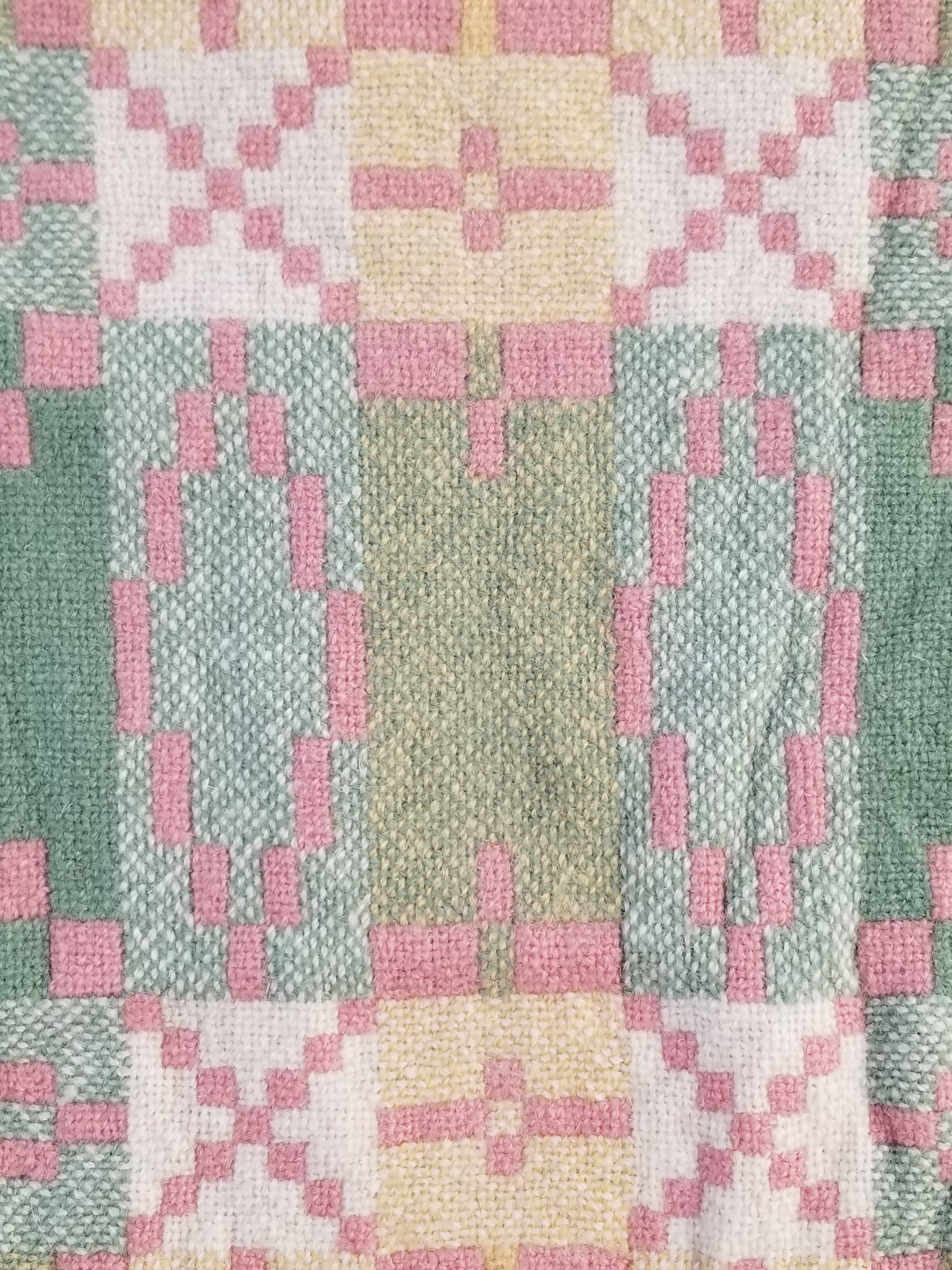 Vintage Welsh Wool Tapestry Blanket Reversible 217x212cm