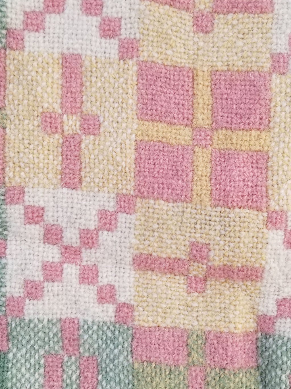 Vintage Welsh Wool Tapestry Blanket Reversible 217x212cm