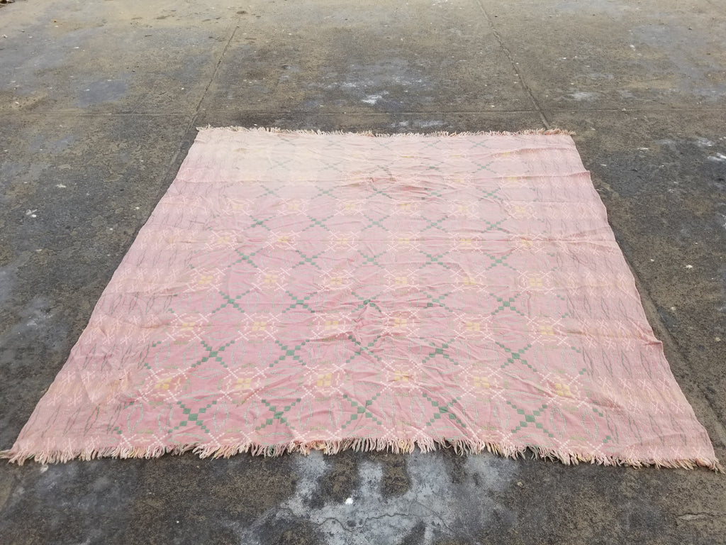 Vintage Welsh Wool Tapestry Blanket Reversible 217x212cm
