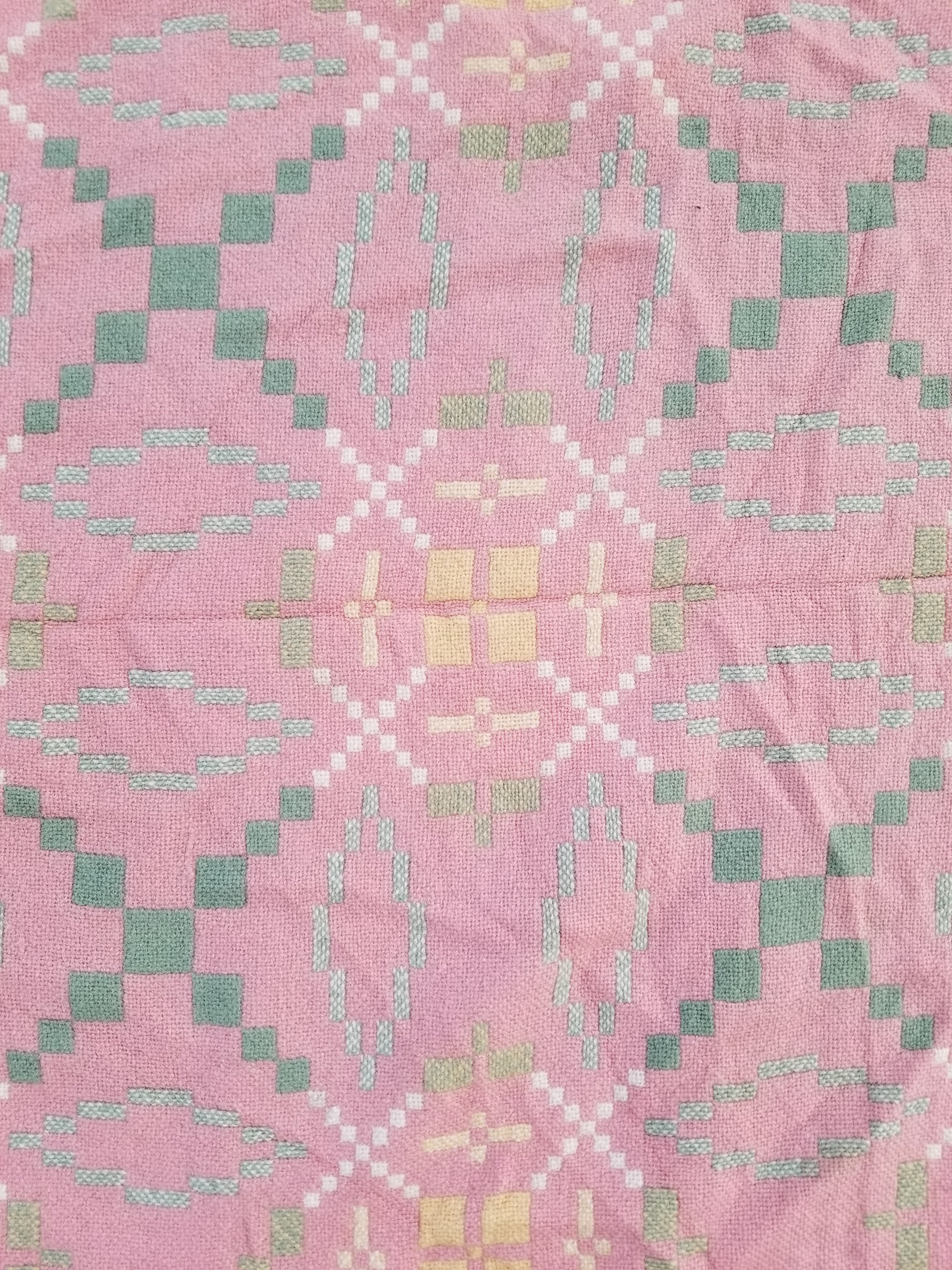 Vintage Welsh Wool Tapestry Blanket Reversible 217x212cm
