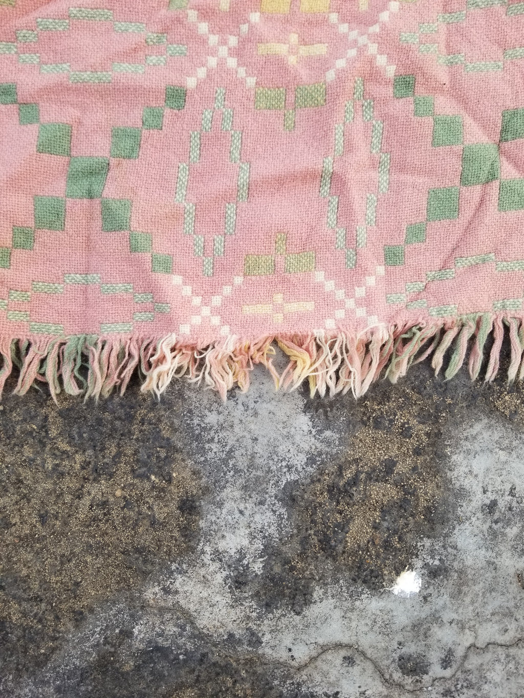 Vintage Welsh Wool Tapestry Blanket Reversible 217x212cm