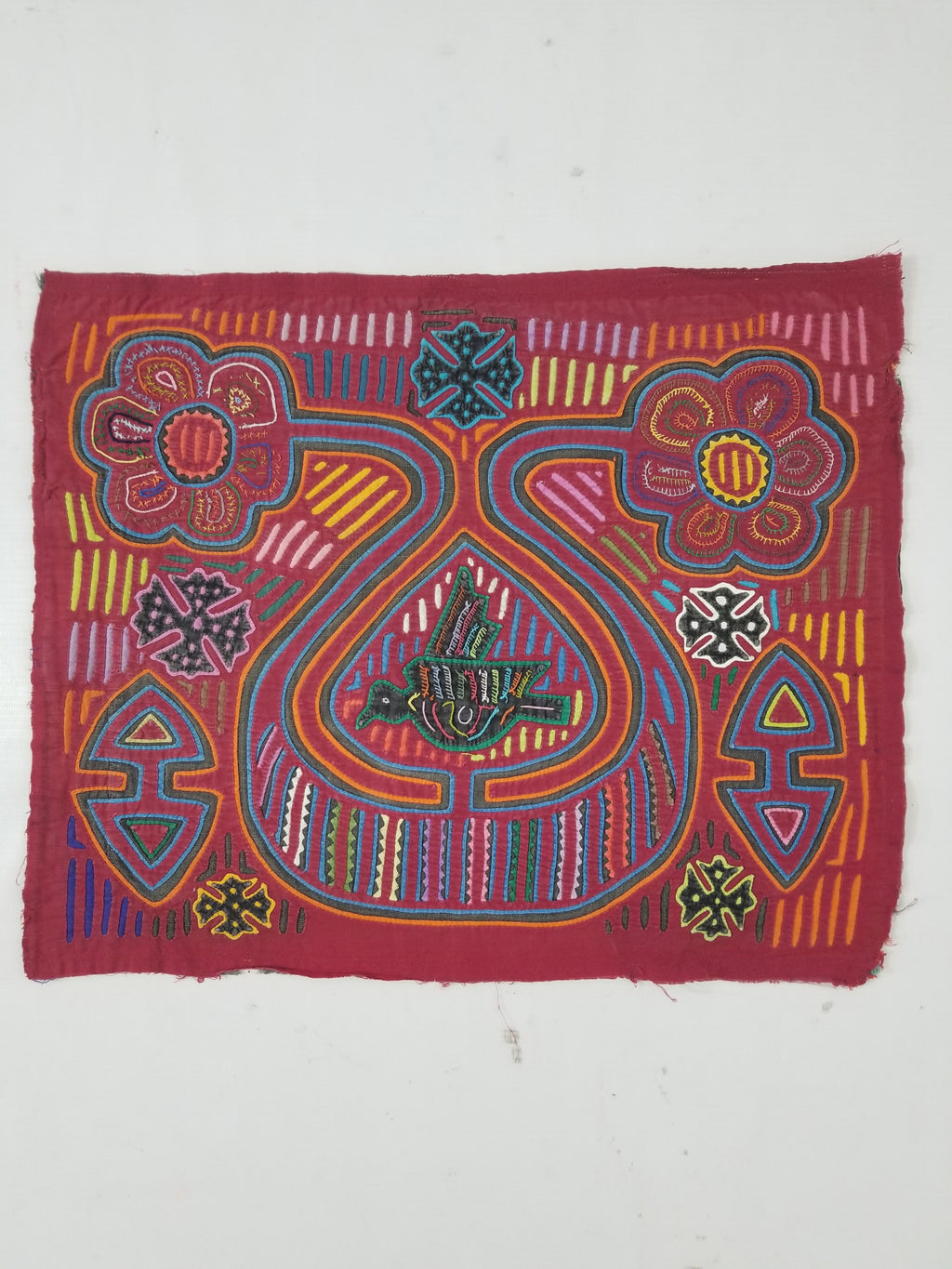 Vintage Traditional Kuna Mola Applique Work Folk Art Panel 45x37cm