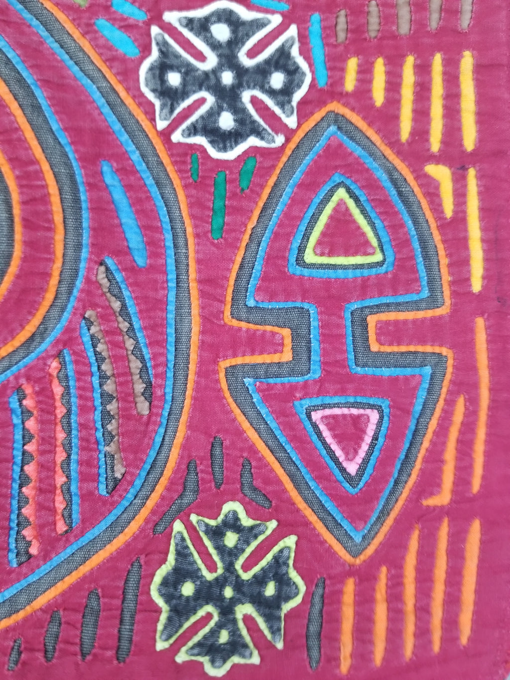 Vintage Traditional Kuna Mola Applique Work Folk Art Panel 45x37cm