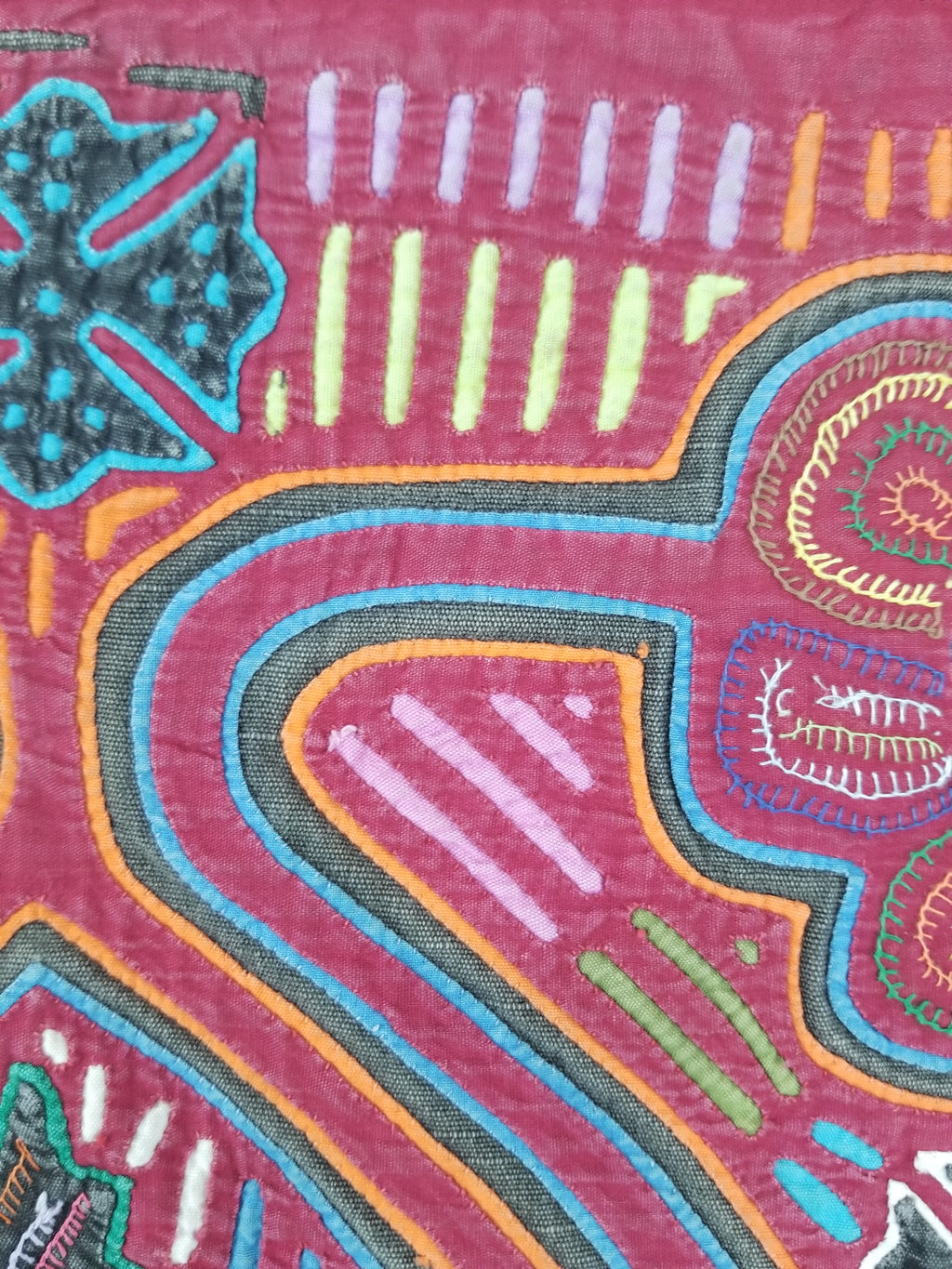 Vintage Traditional Kuna Mola Applique Work Folk Art Panel 45x37cm