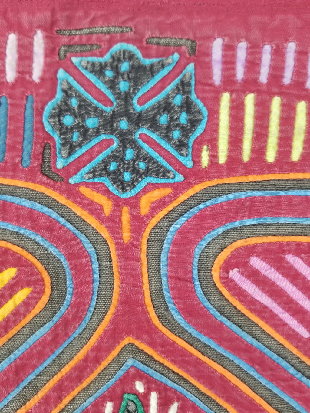 Vintage Traditional Kuna Mola Applique Work Folk Art Panel 45x37cm