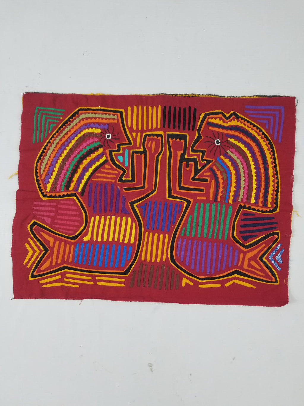 Vintage Traditional Kuna Mola Applique Work Folk Art Panel 54x40cm