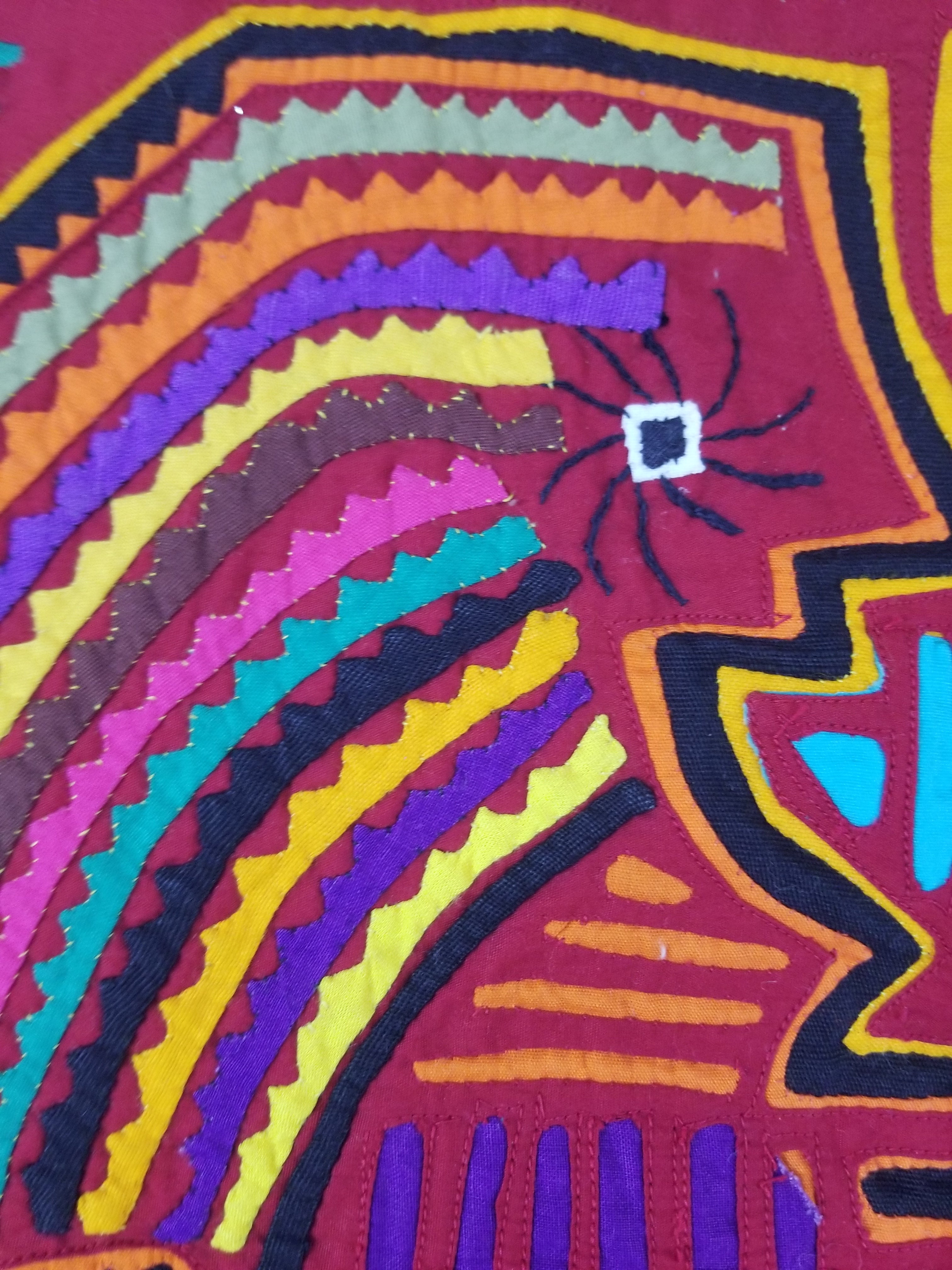 Vintage Traditional Kuna Mola Applique Work Folk Art Panel 54x40cm
